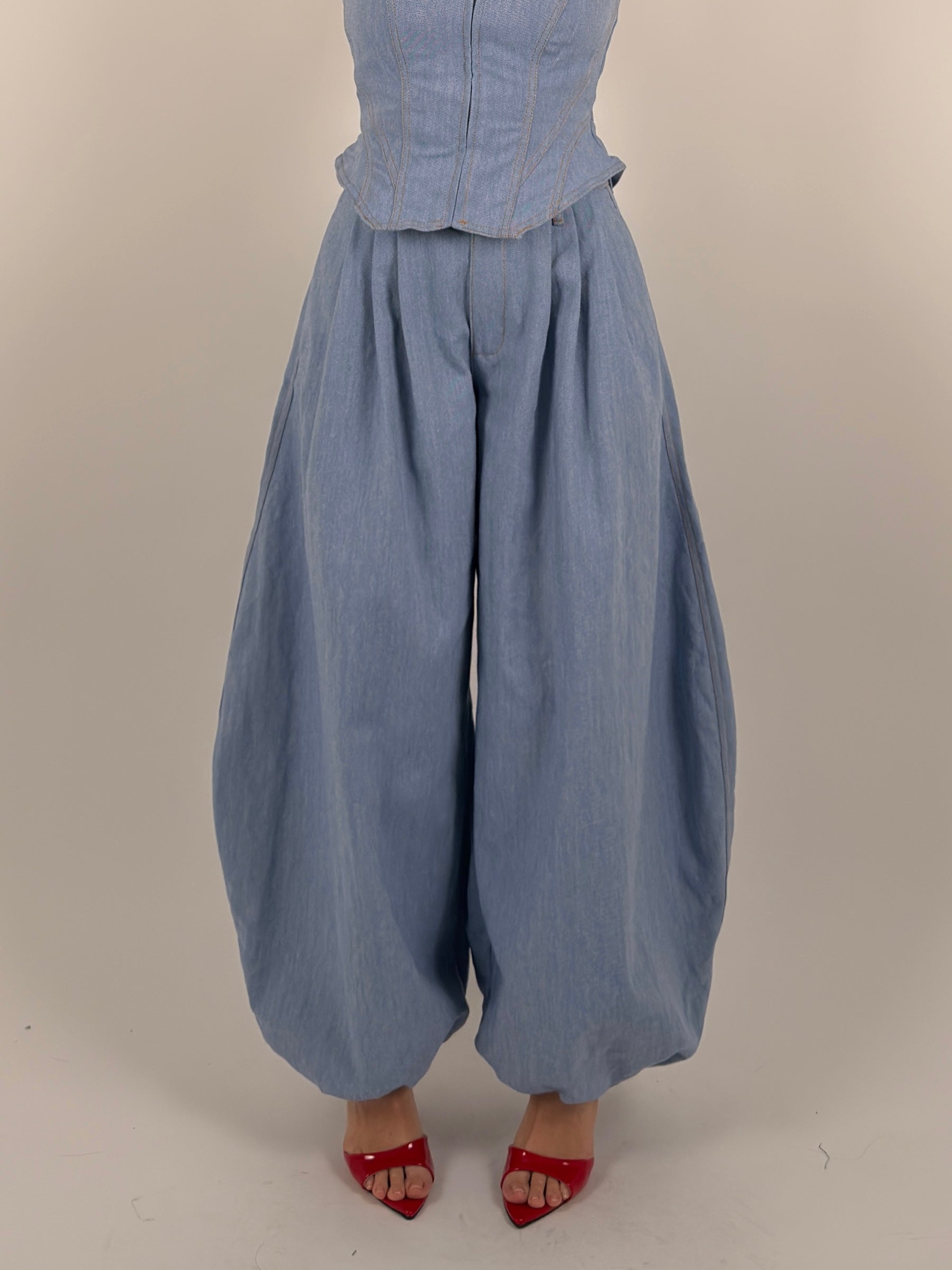 Jeans ballon tessuto fermo