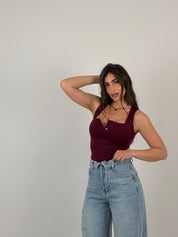Body scollo quadrato con bottoncini