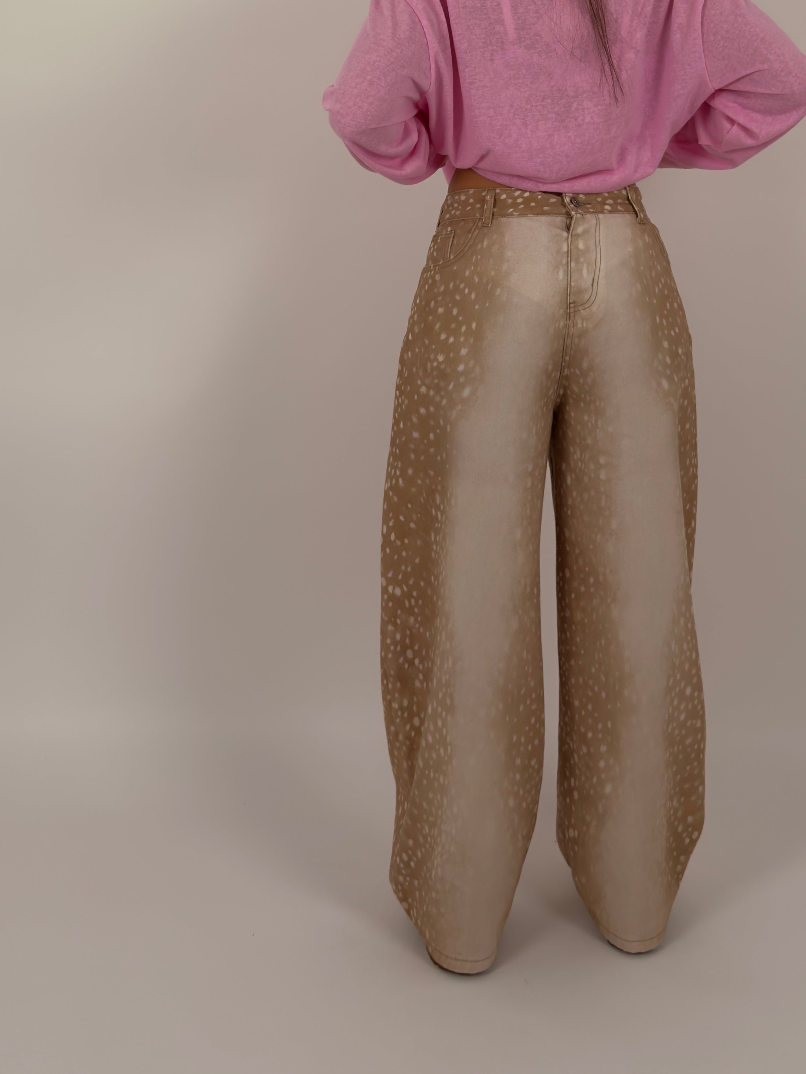 Jeans beige macchiettato