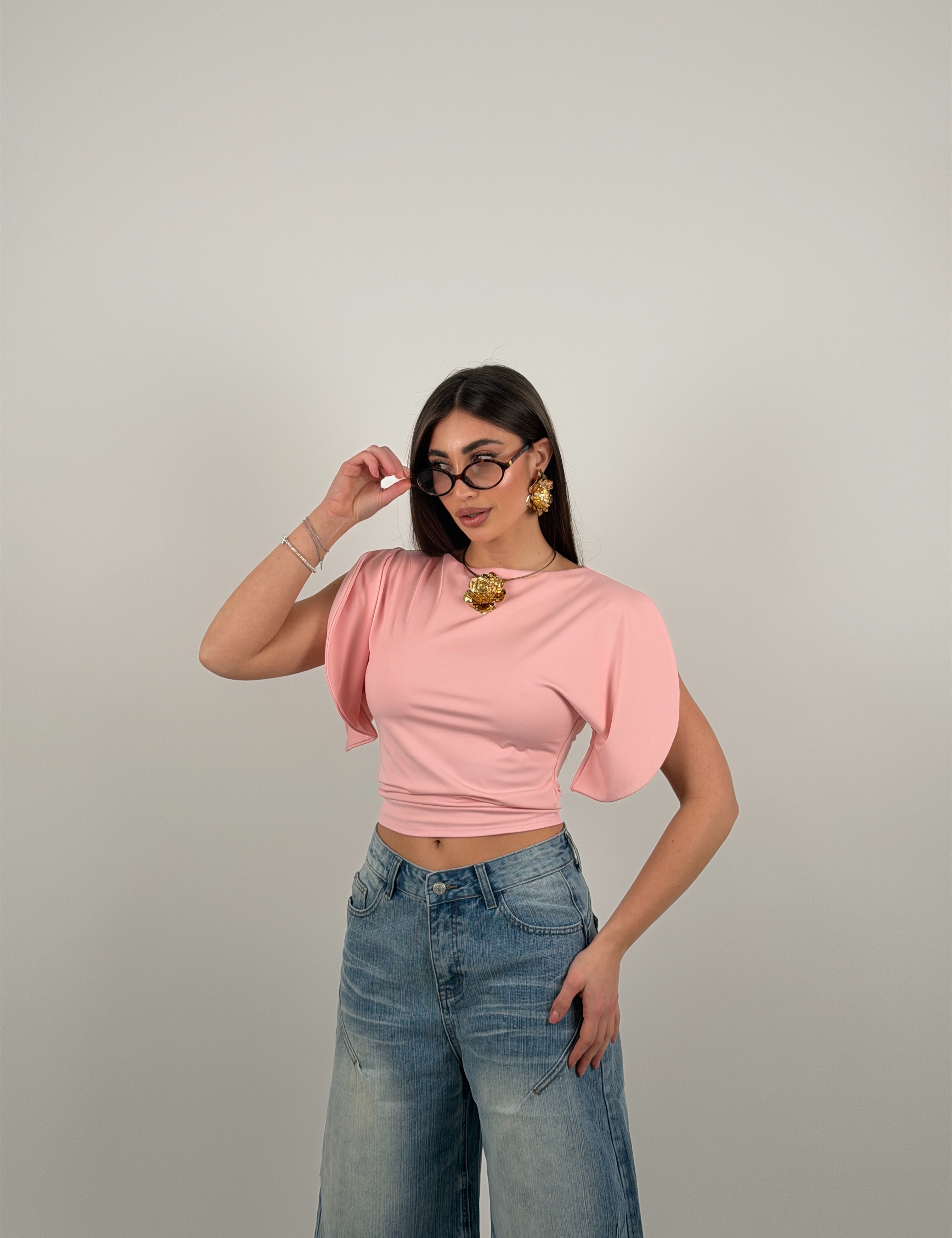 Maglia con mezza manica aperta in lycra