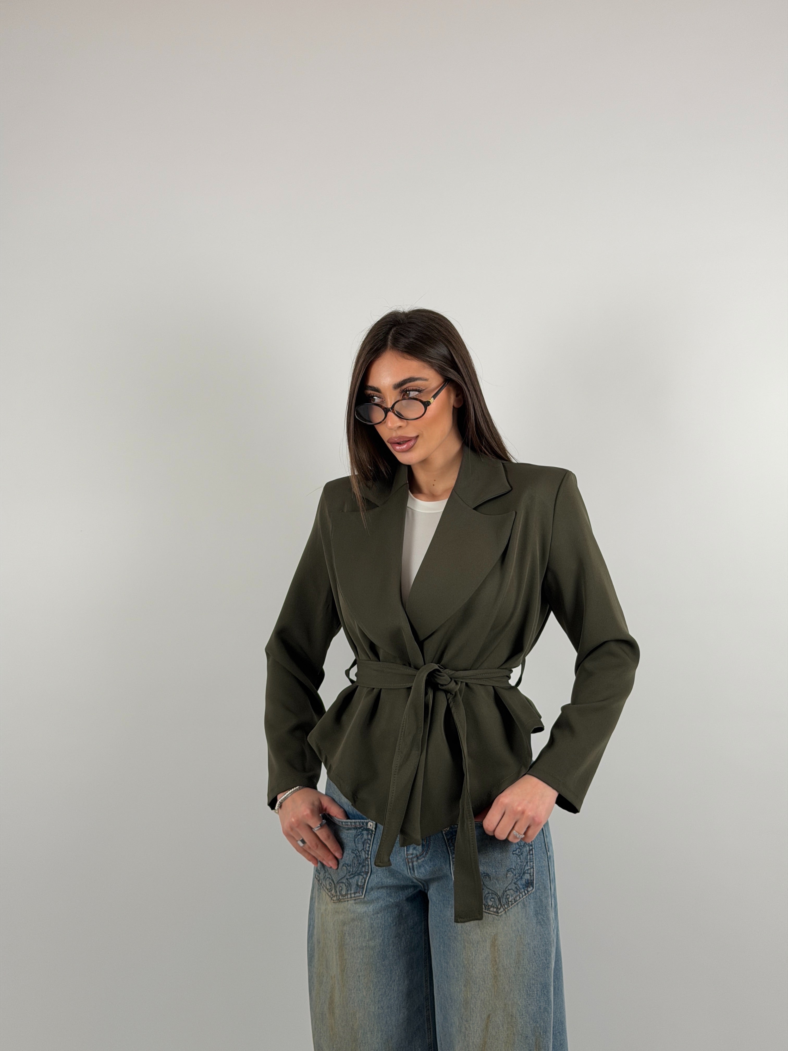 Giacca in cotone, cintura in vita