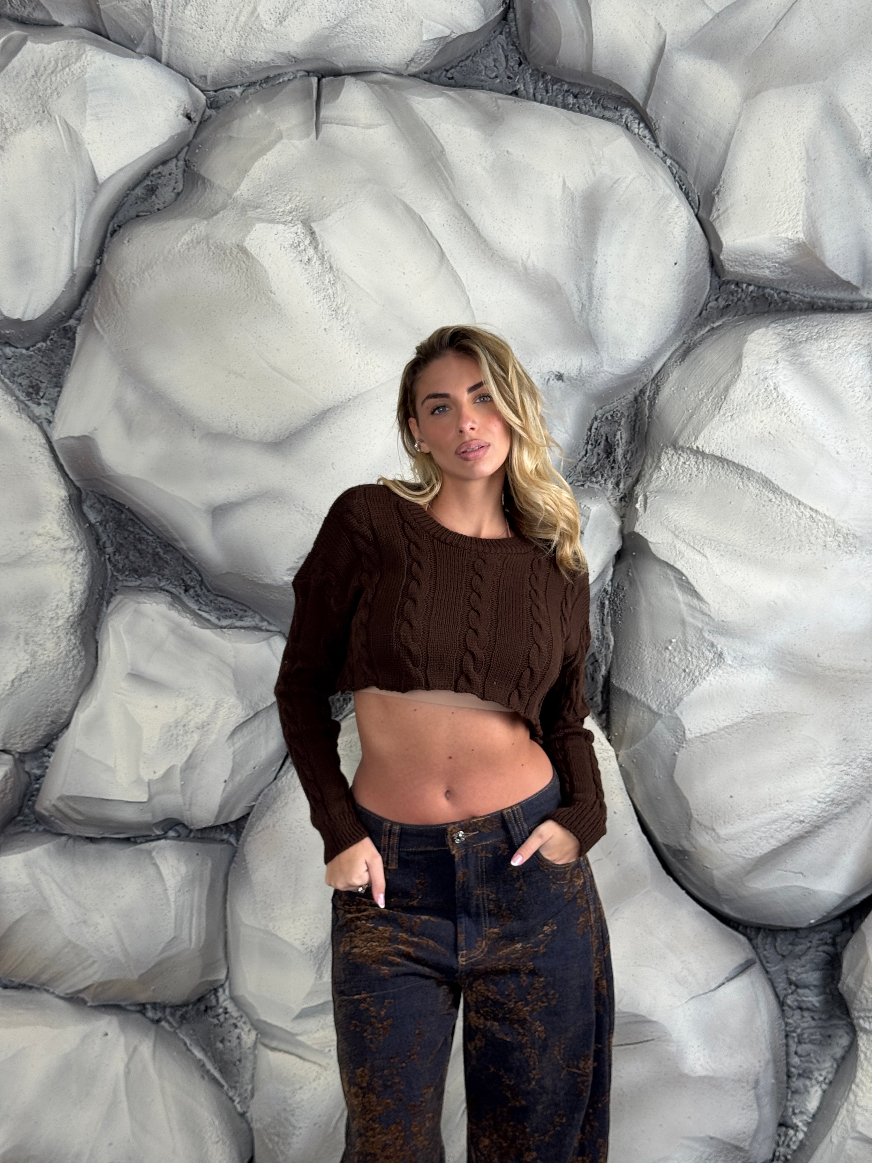 Maglione trecce crop