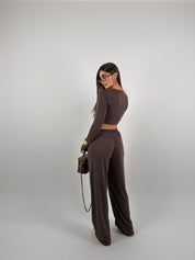 Completo a costine con spalline e bottoncini