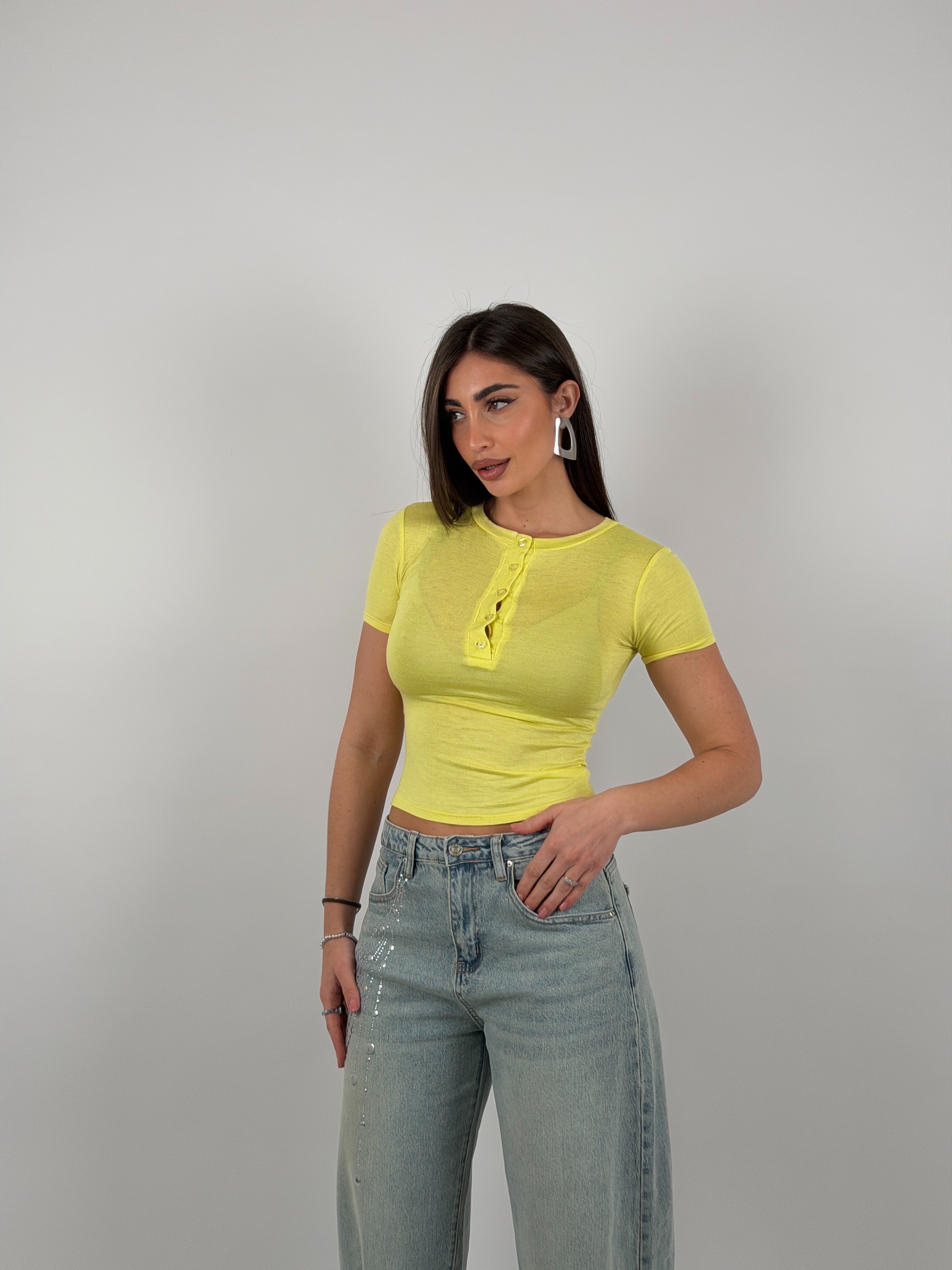 Maglia semivelata con bottoncini