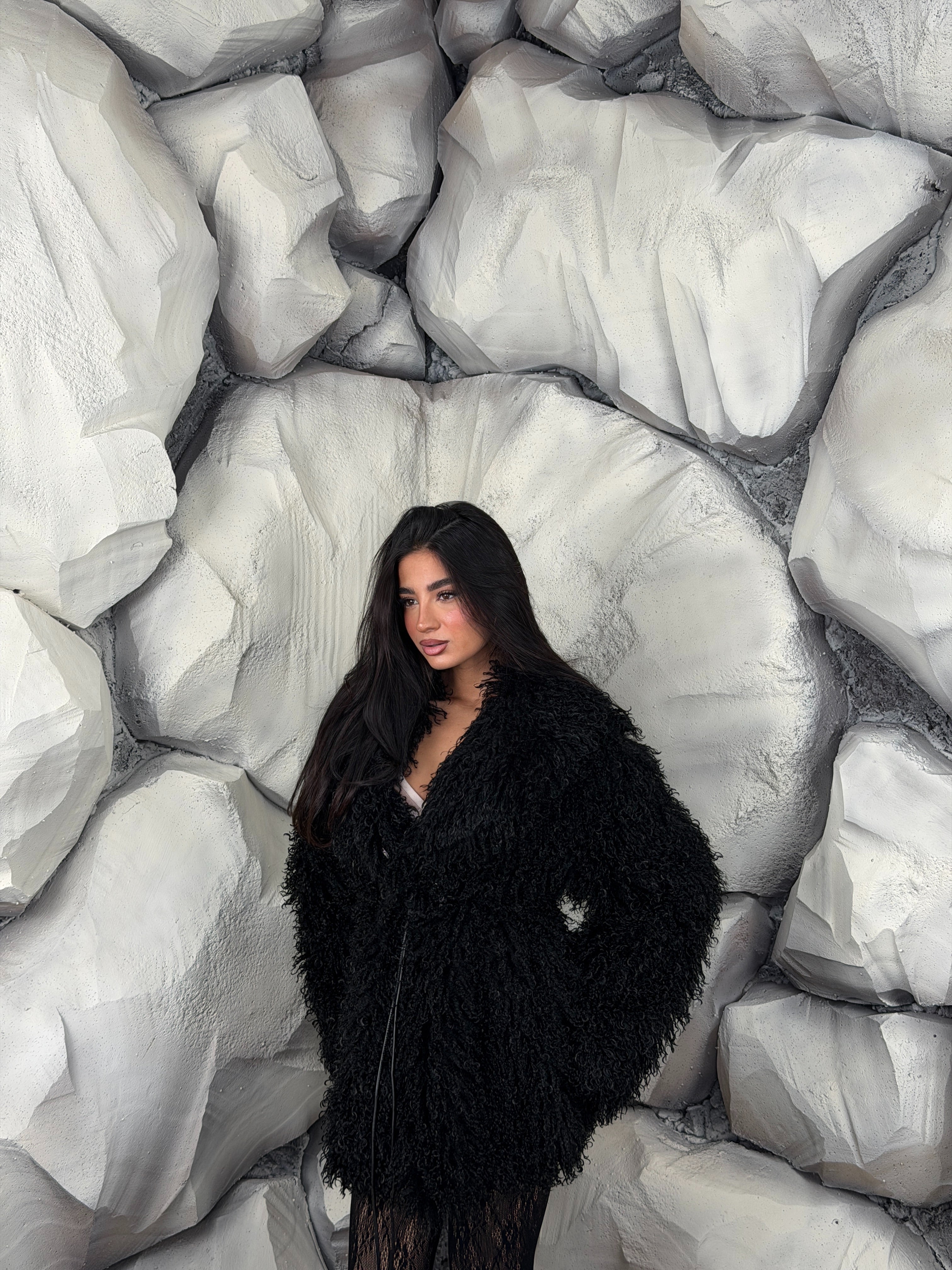 Ecofur curly long black