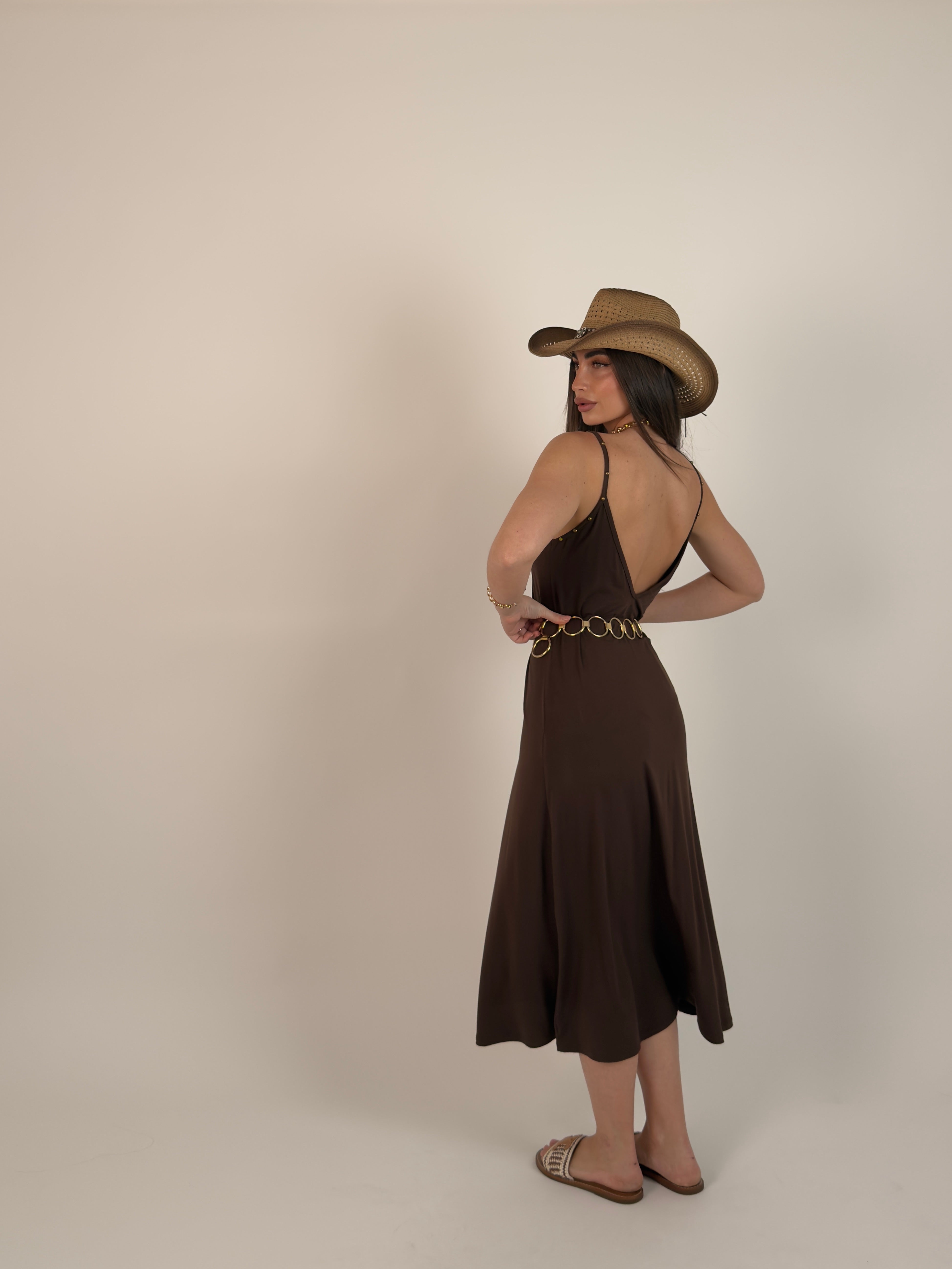 Vestito borchie gold