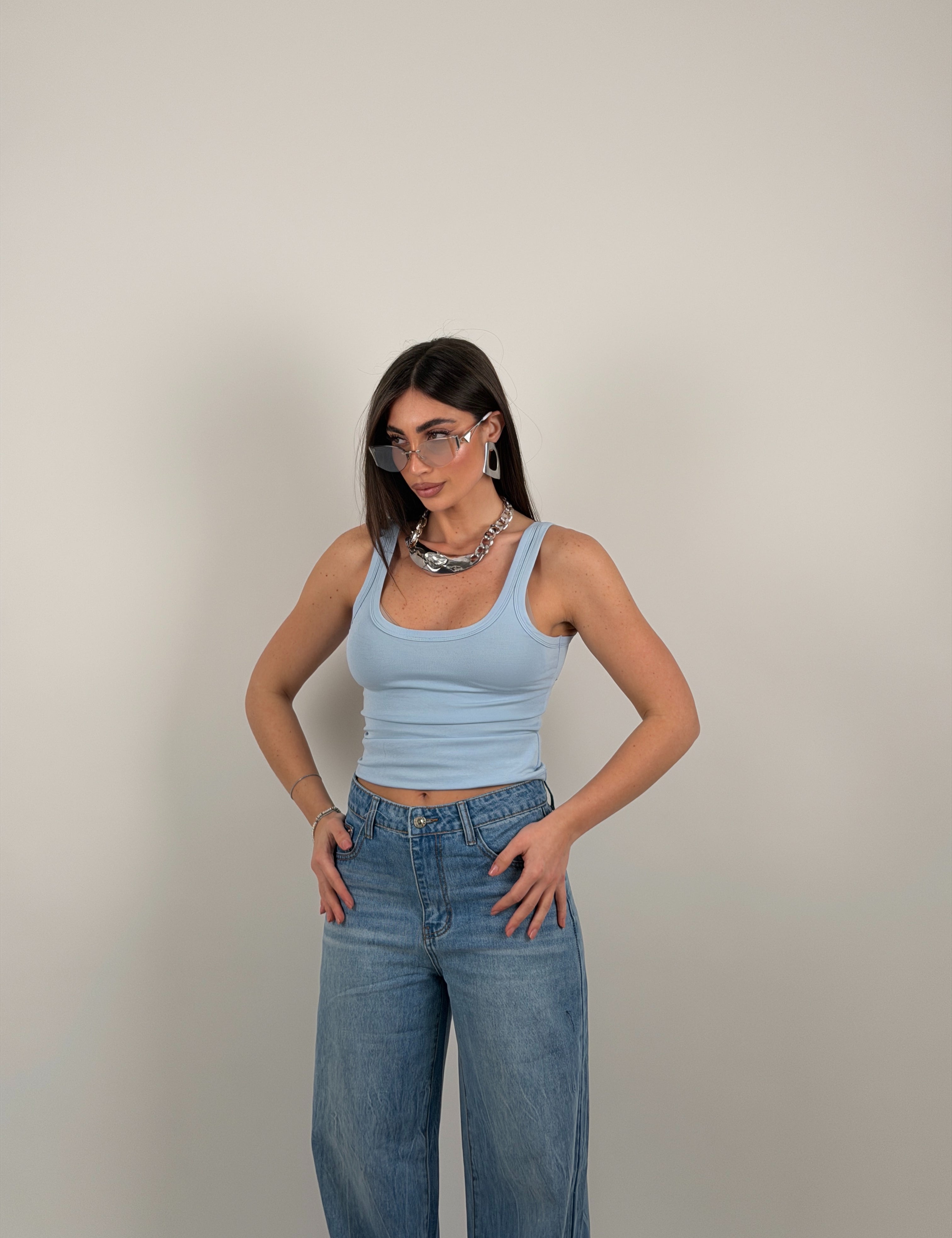 Top giro manica scollo tondo by lumina