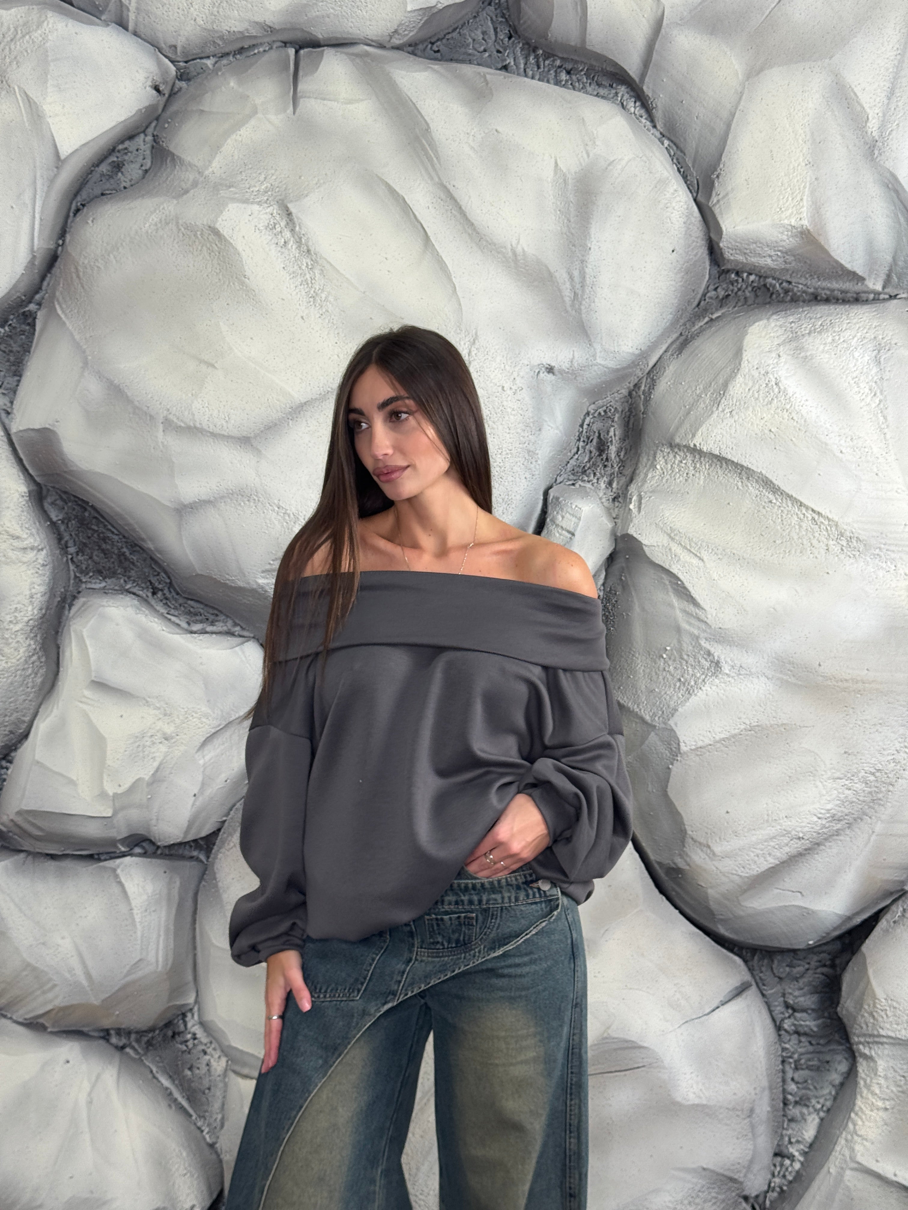 Felpa scollo a barca