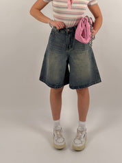 Jorts in denim sabbiato