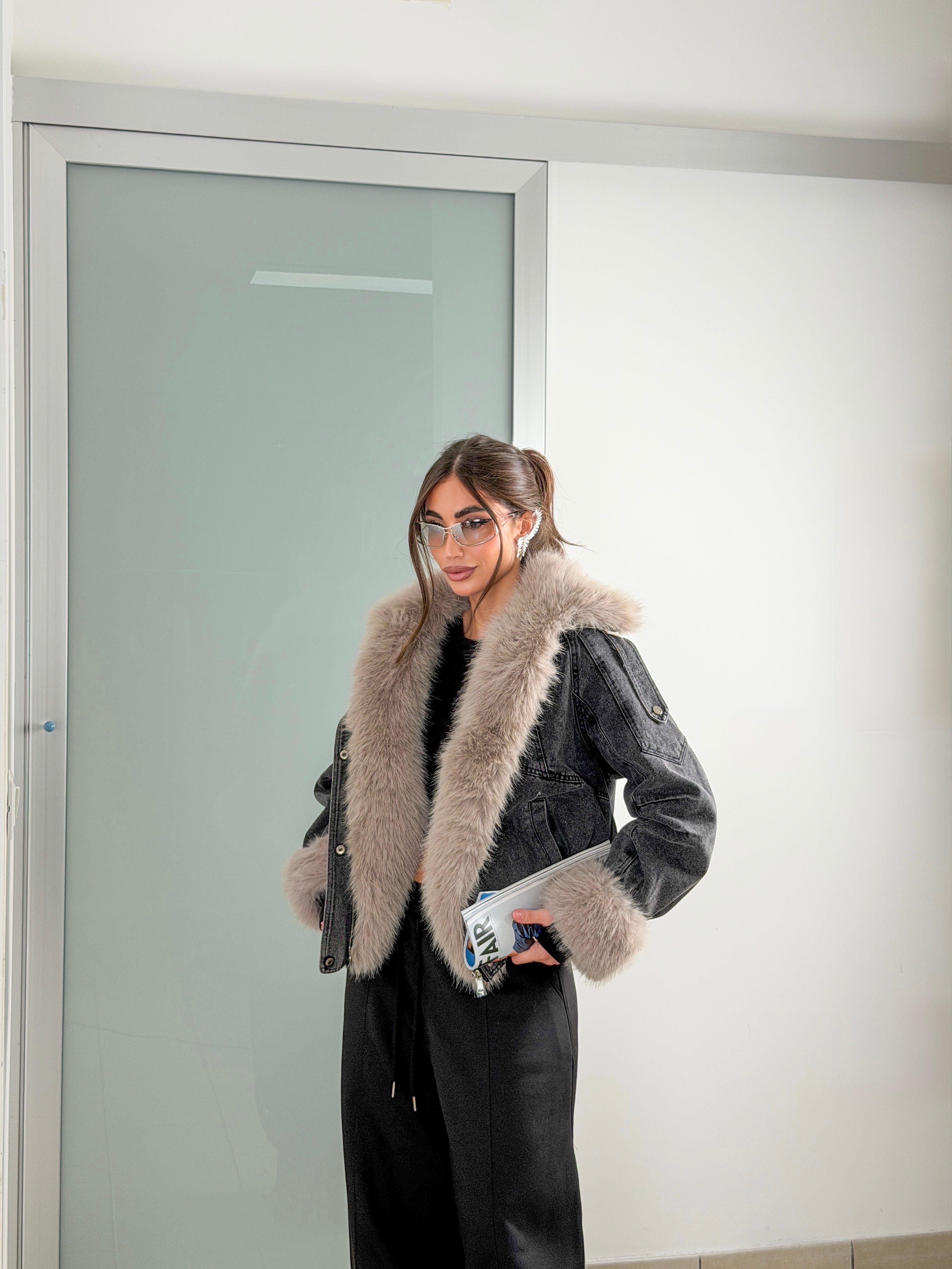 Giacca in denim con pelliccia