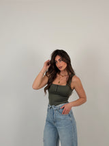 Body scollo quadrato con bottoncini