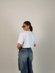 Maglia crop con stampa