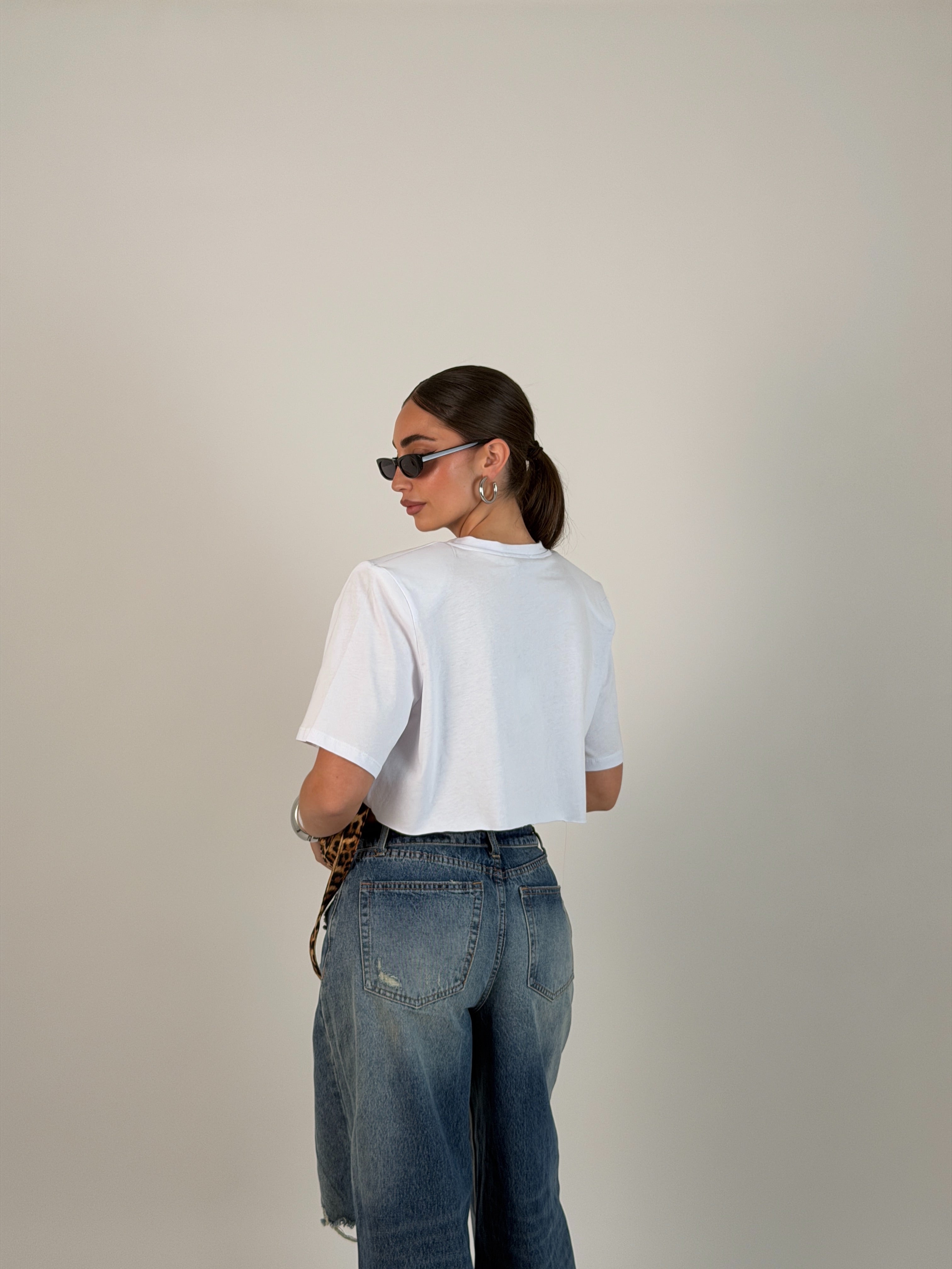 Maglia crop con stampa