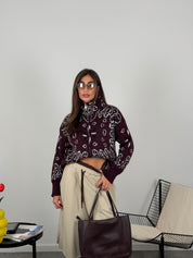 Maglione bandana con zip