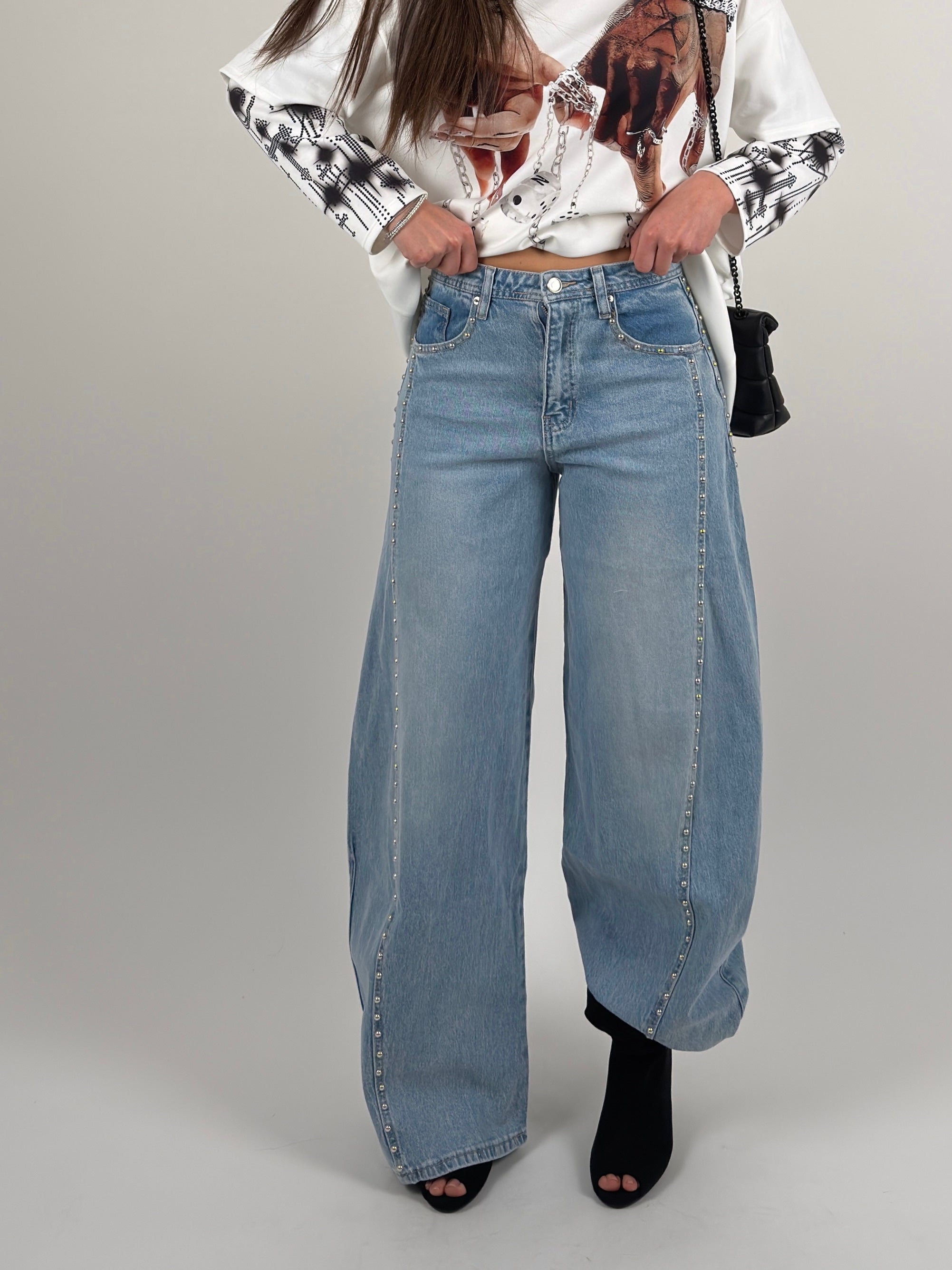 Jeans ballon borchie