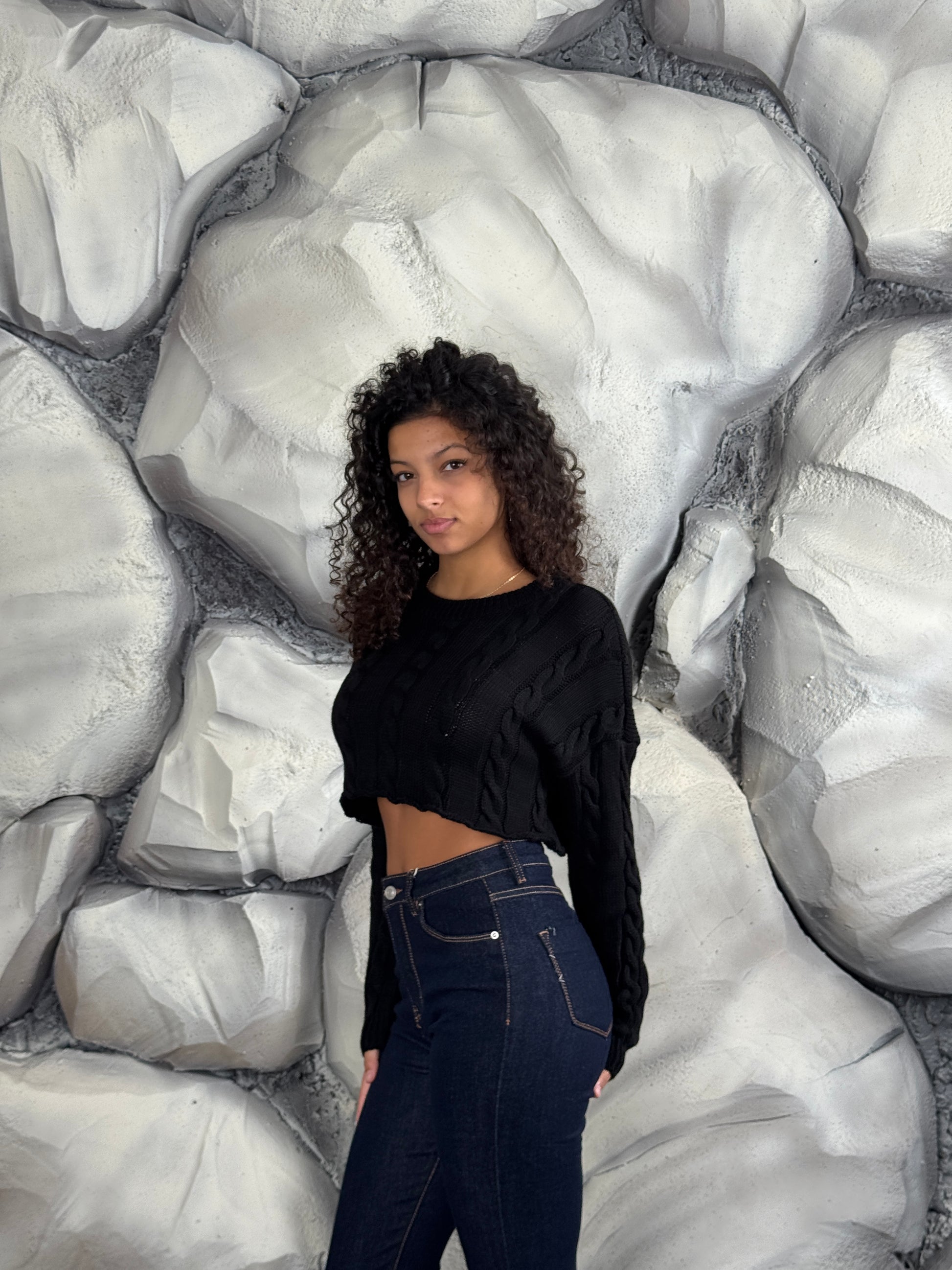 Maglione trecce crop