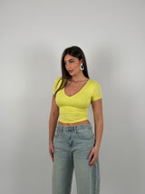 Maglia scollo a V semivelata mezza manica