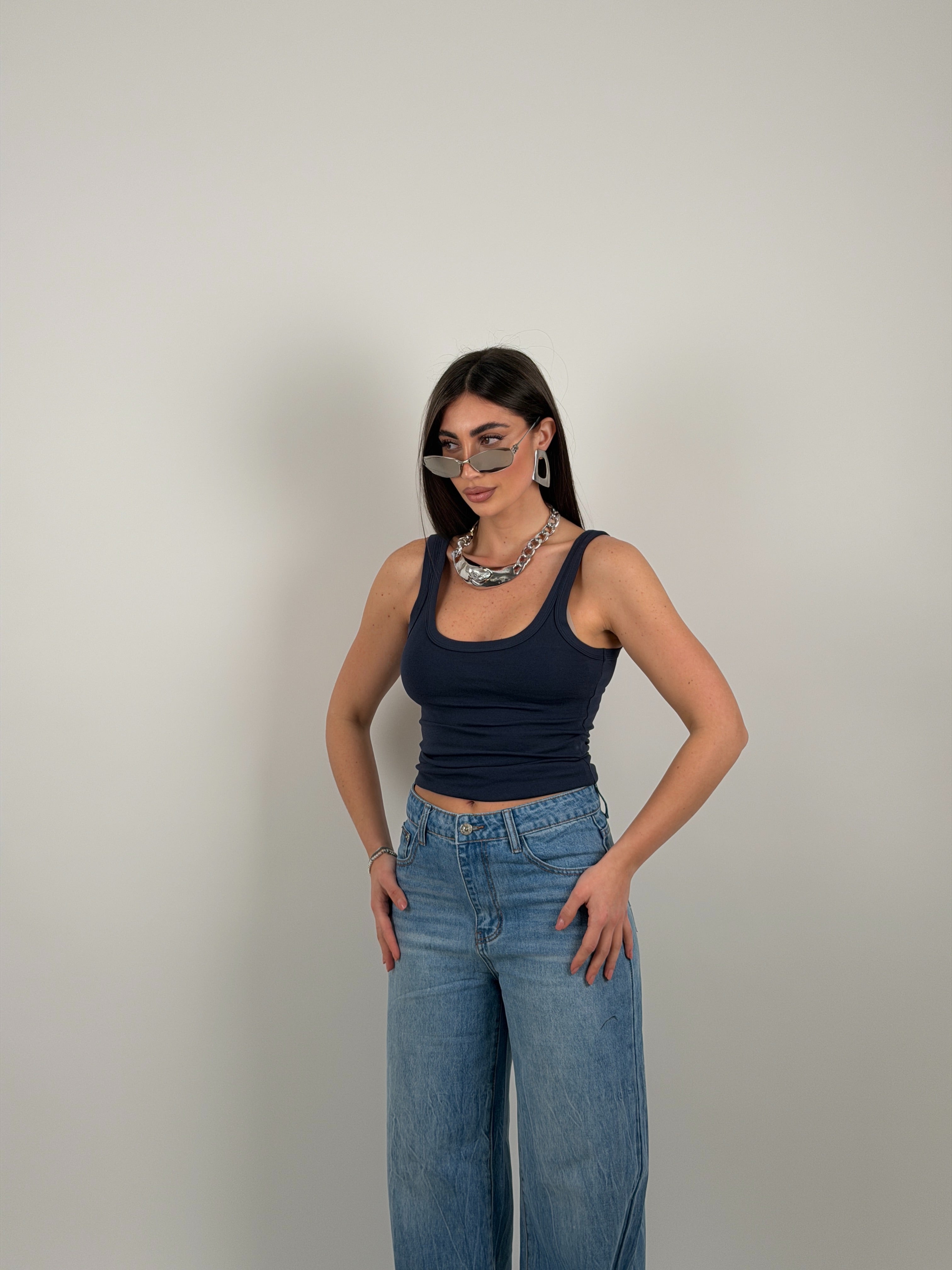 Top giro manica scollo tondo by lumina