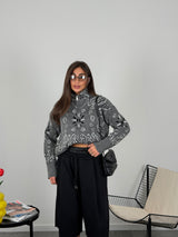 Maglione bandana con zip