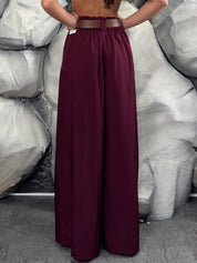 Pantalone con cintura in ecopelle