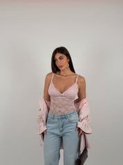 Body in merletto con bretelle regolabili