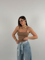 Top cotone a costine