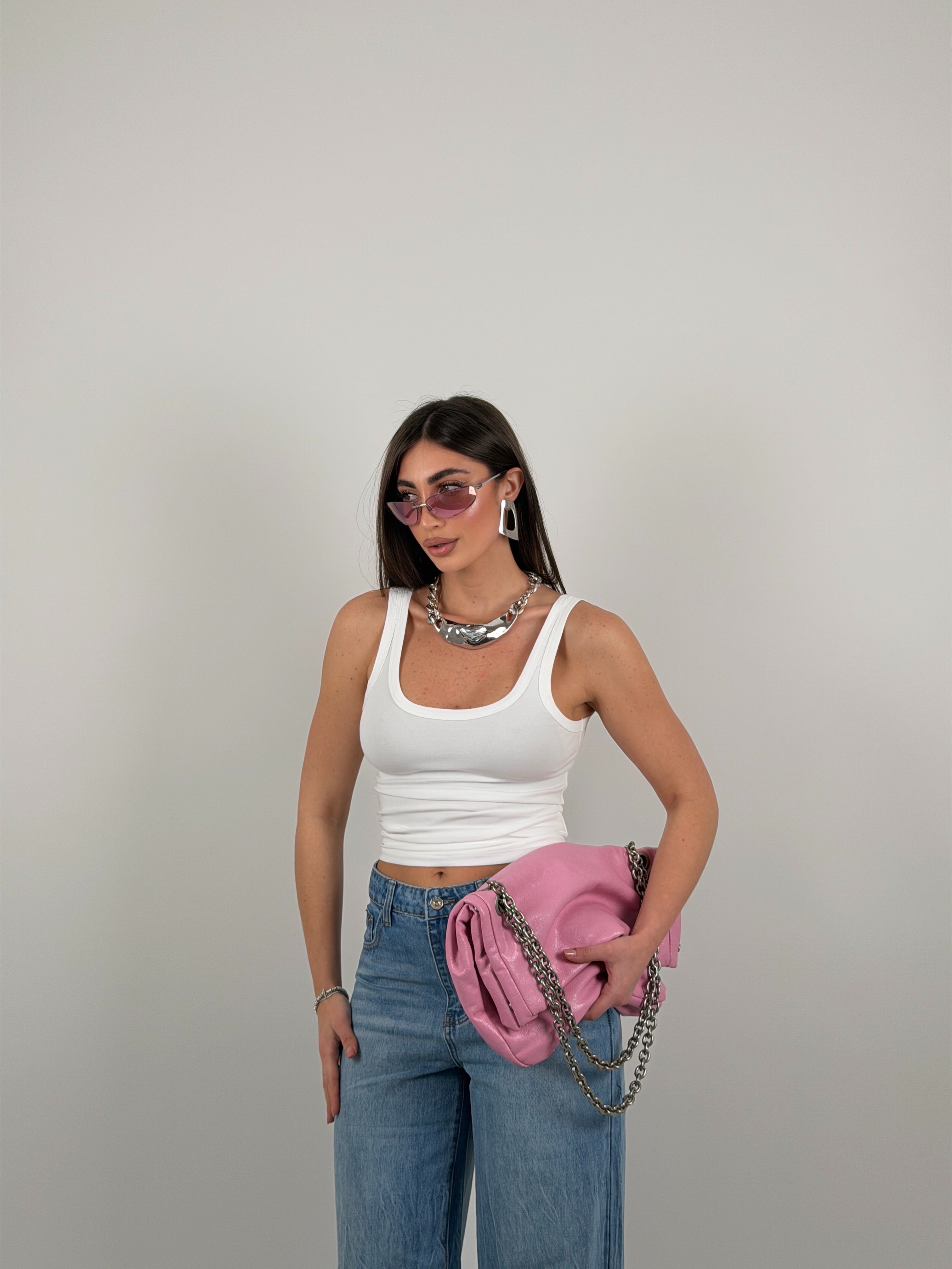 Top giro manica scollo tondo by lumina