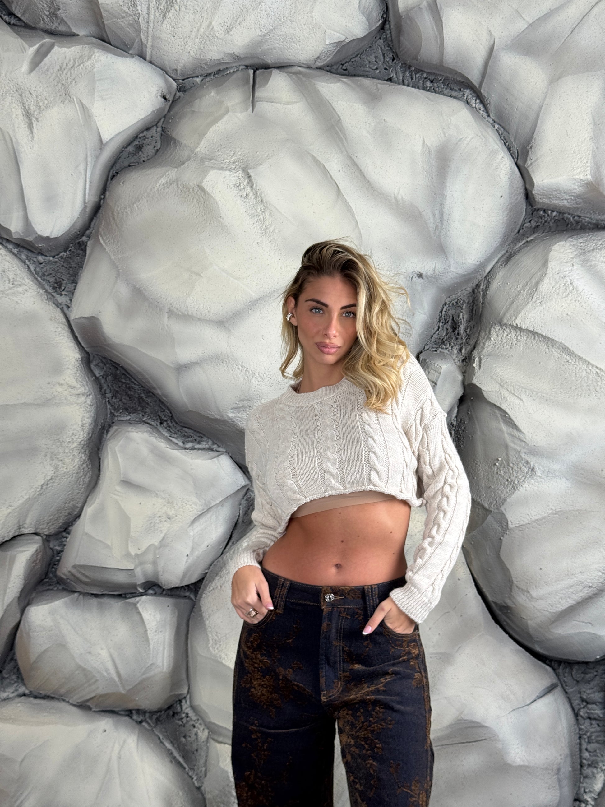 Maglione trecce crop