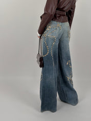 Jeans palazzo con stampe