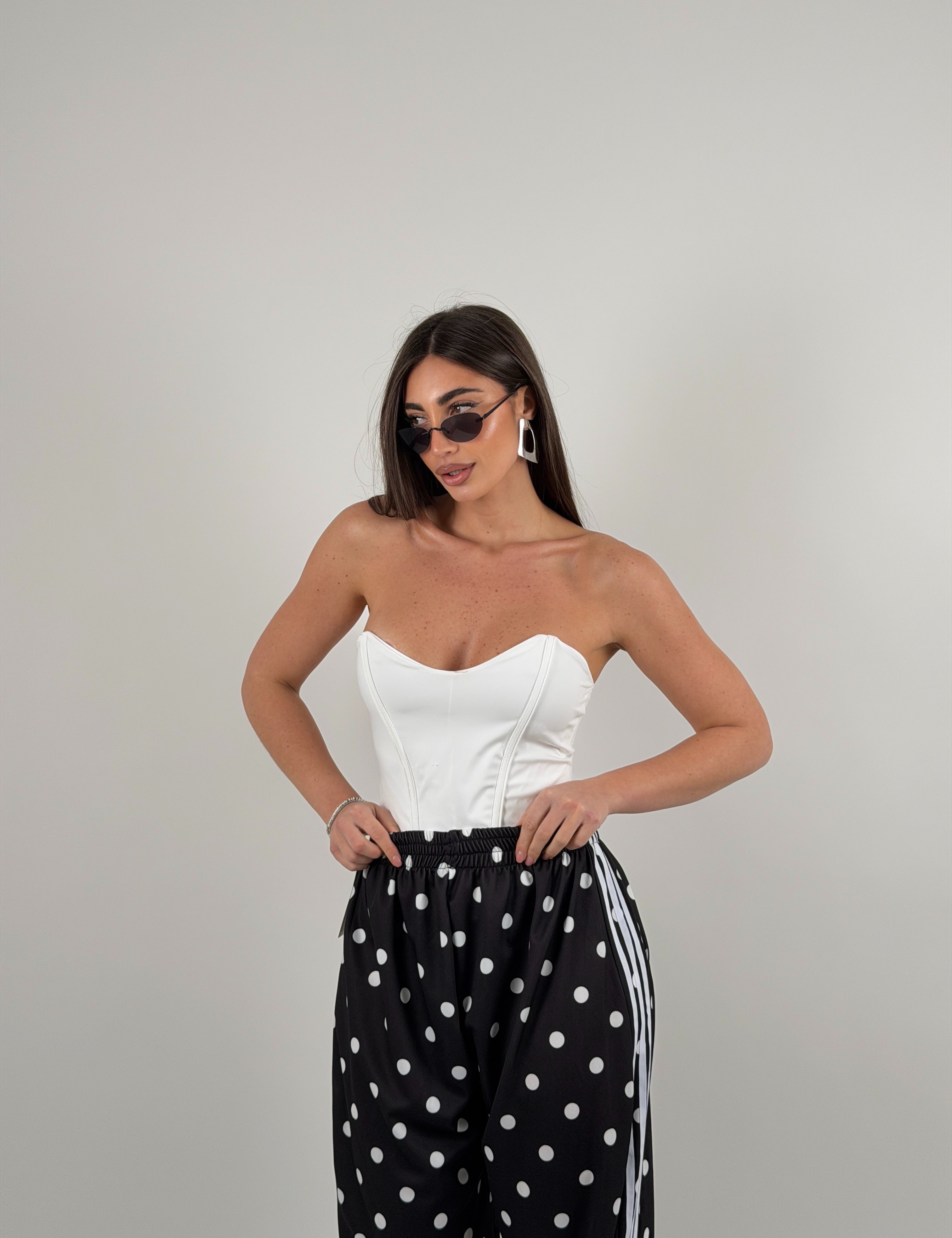 Top in lycra a fascia steccato