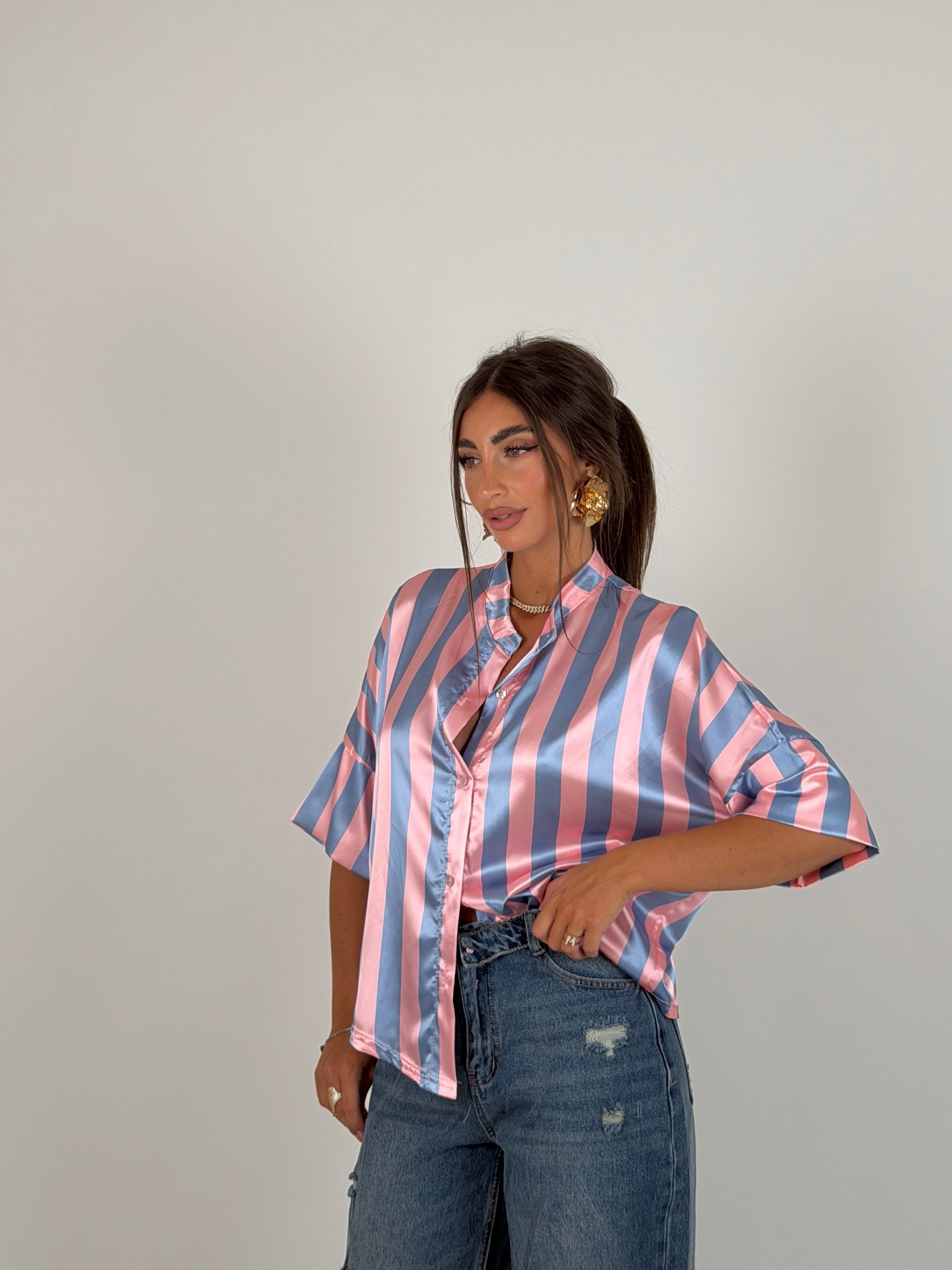 Camicia in raso a righe