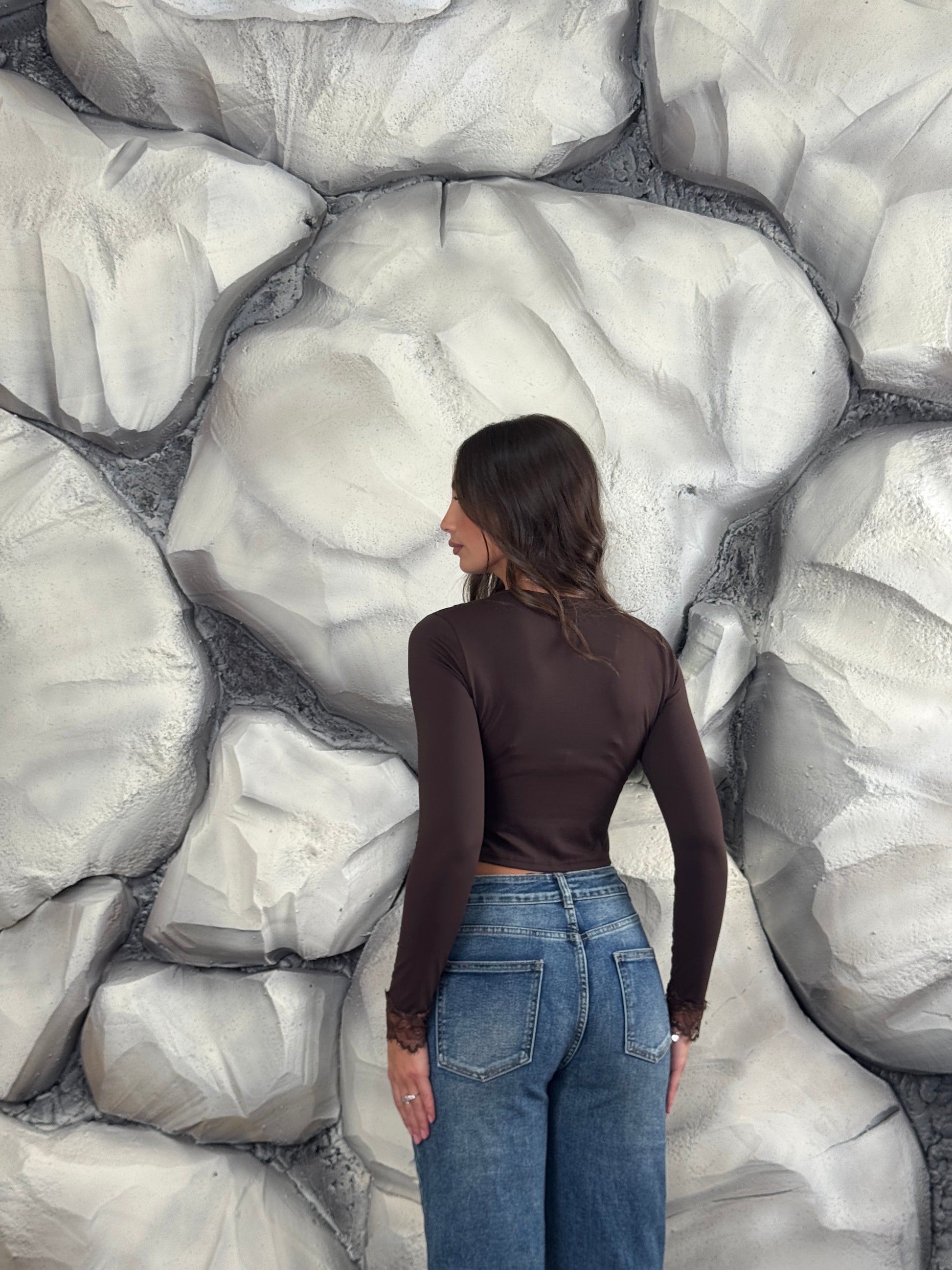 Maglia crop merletto