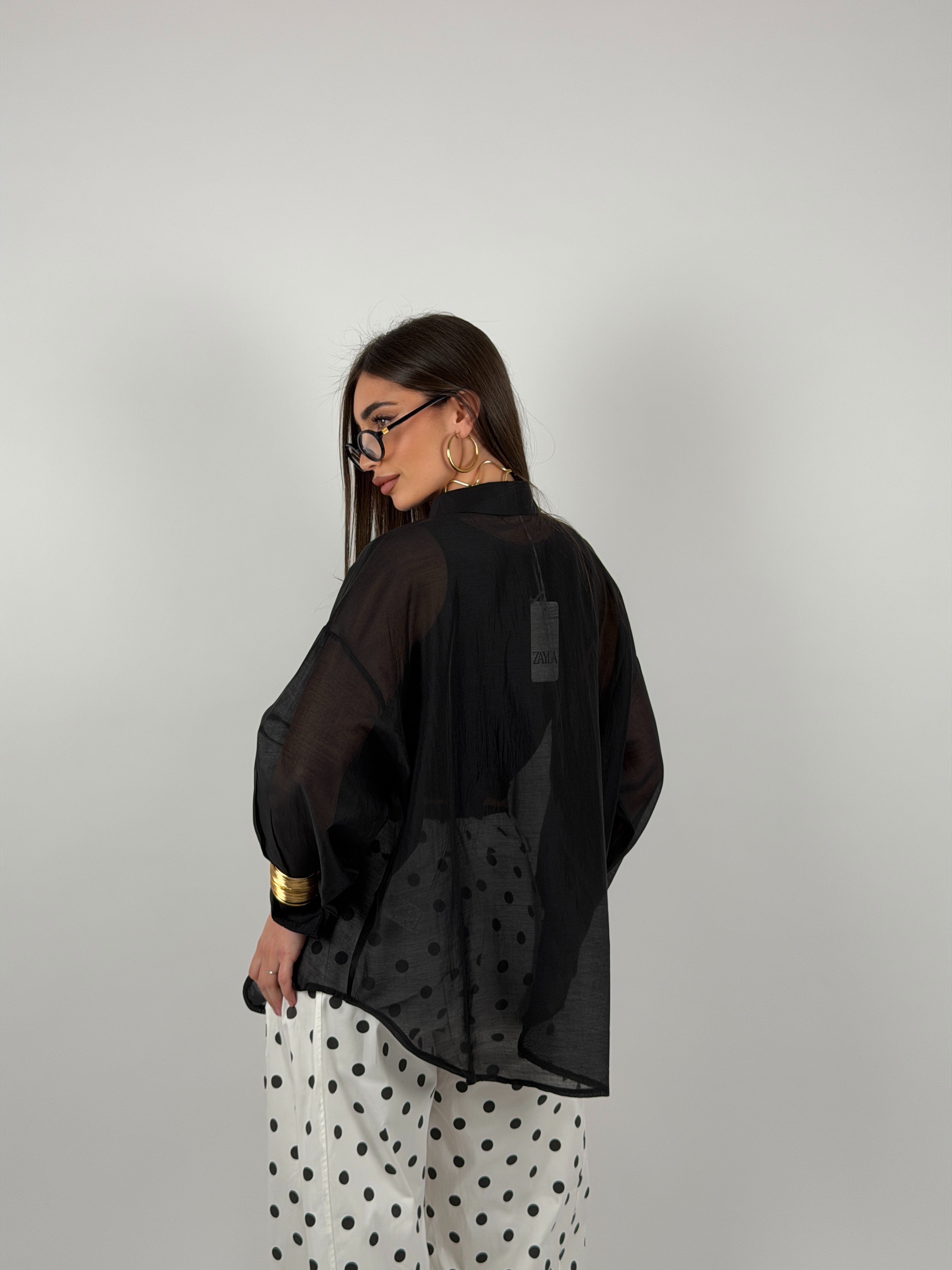 Camicia semivelata oversize