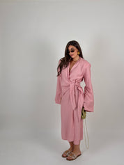 Vestito midi portafoglio semplice