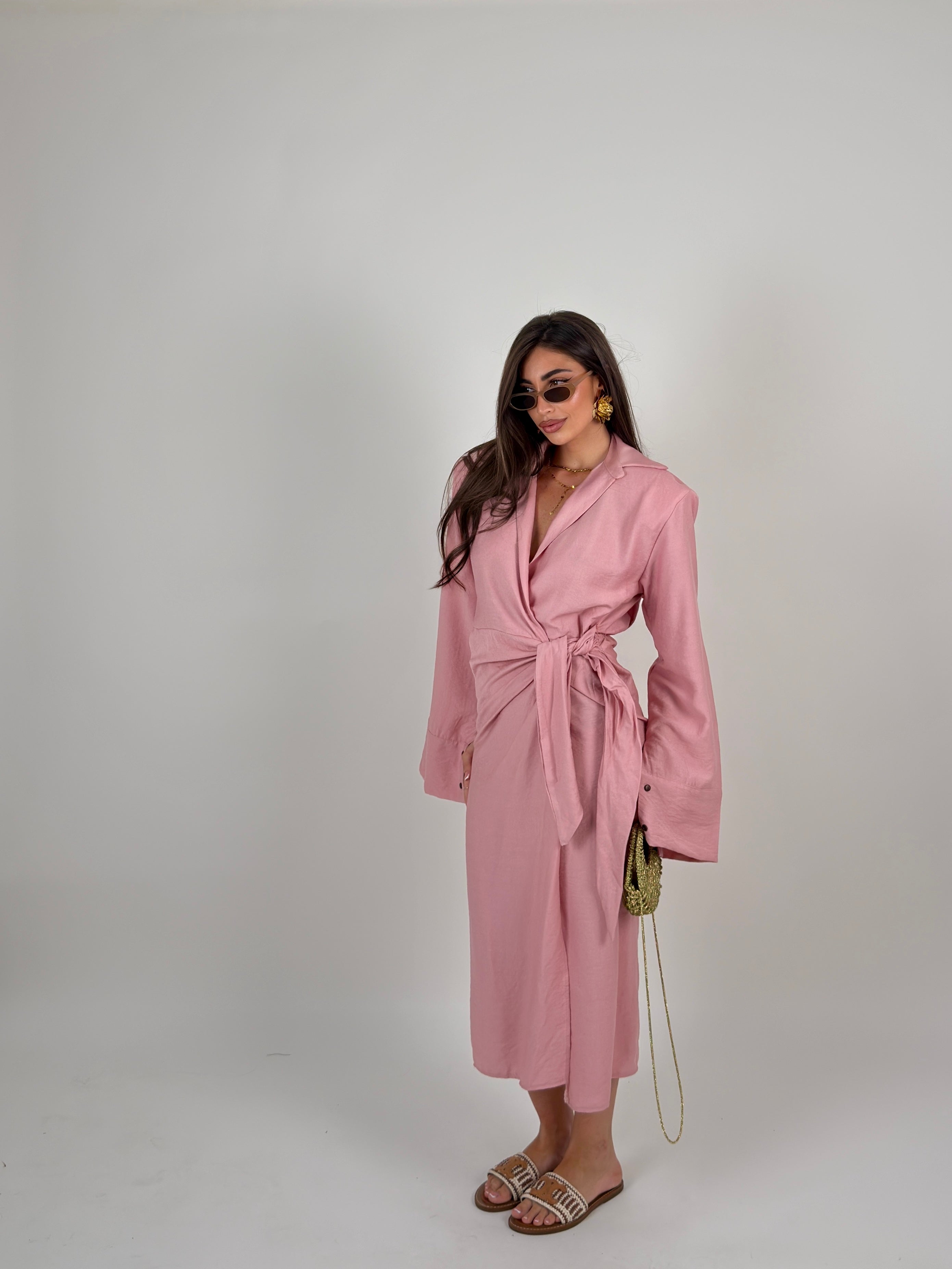 Vestito midi portafoglio semplice