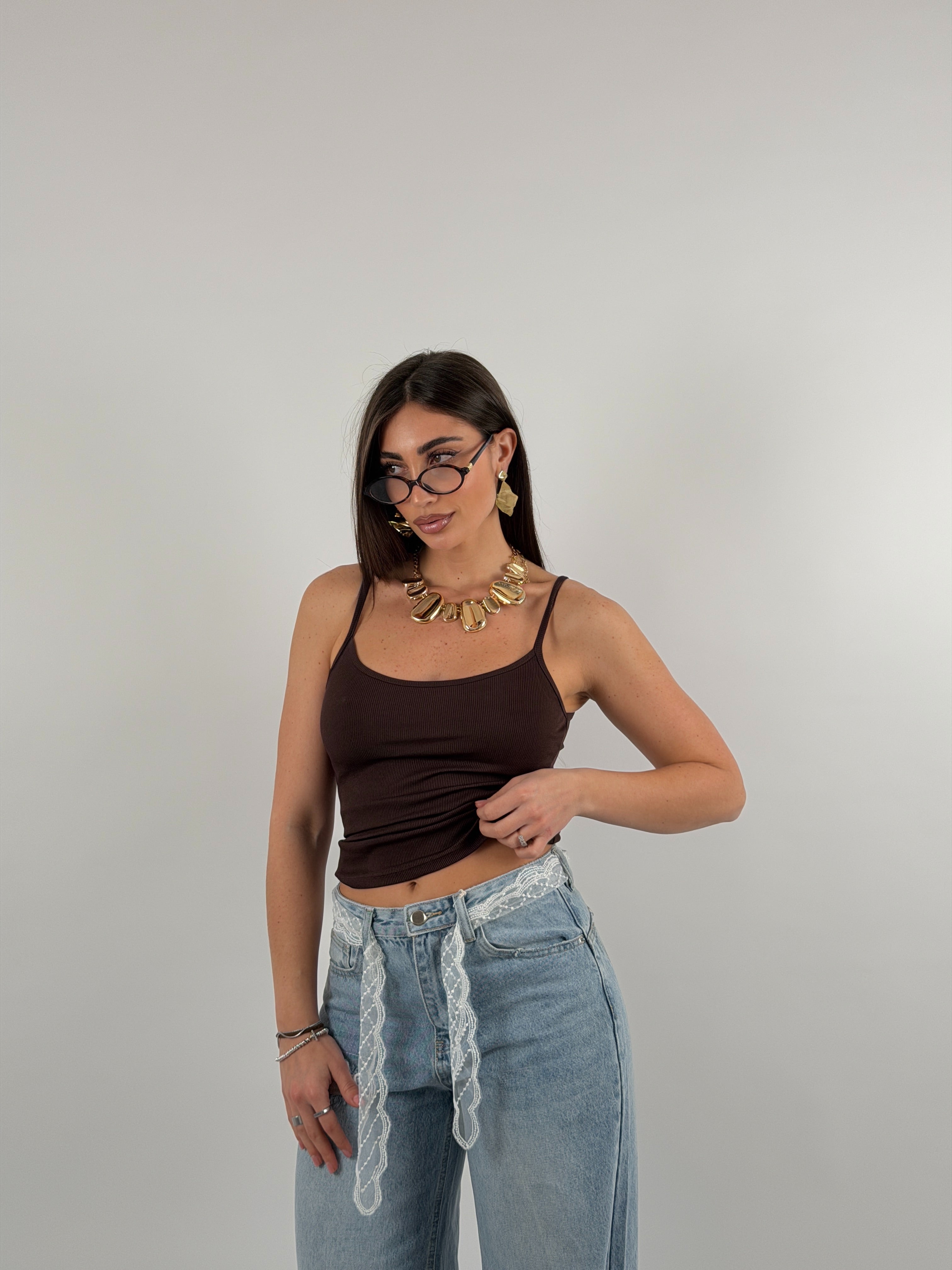 Top cotone a costine