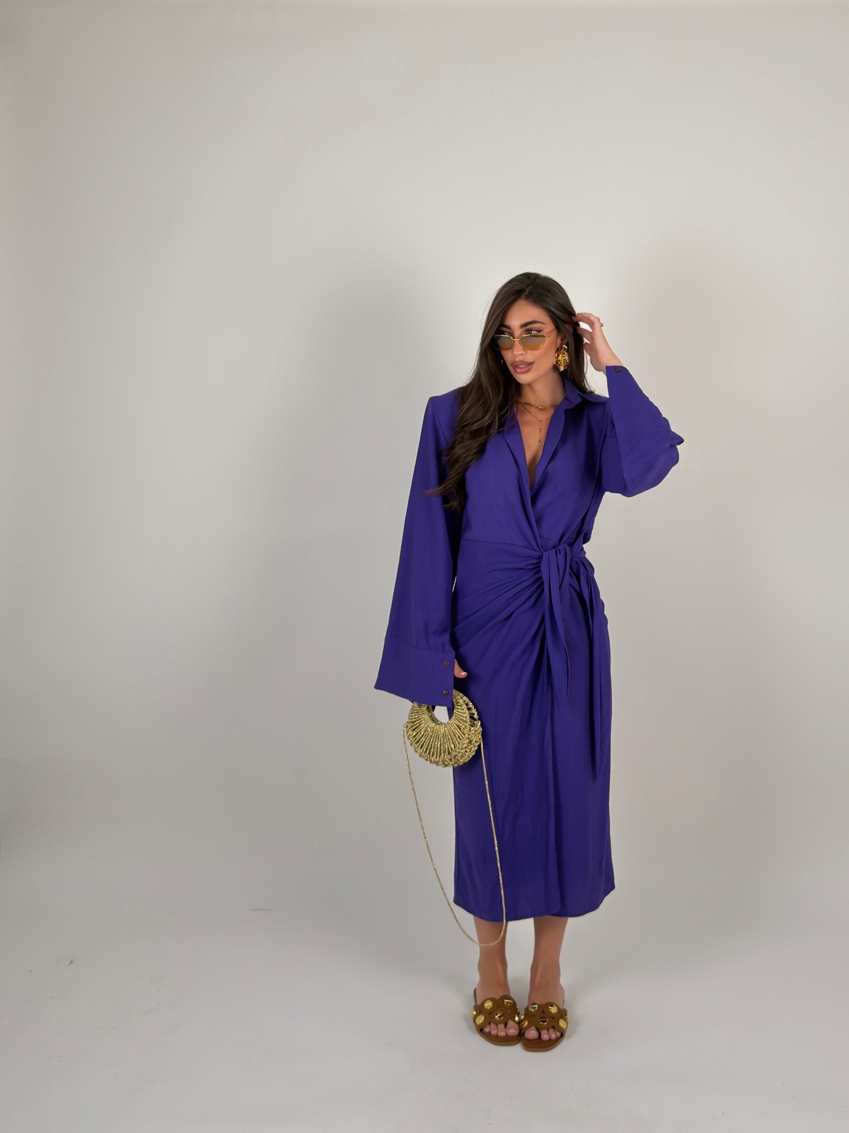 Vestito midi portafoglio semplice