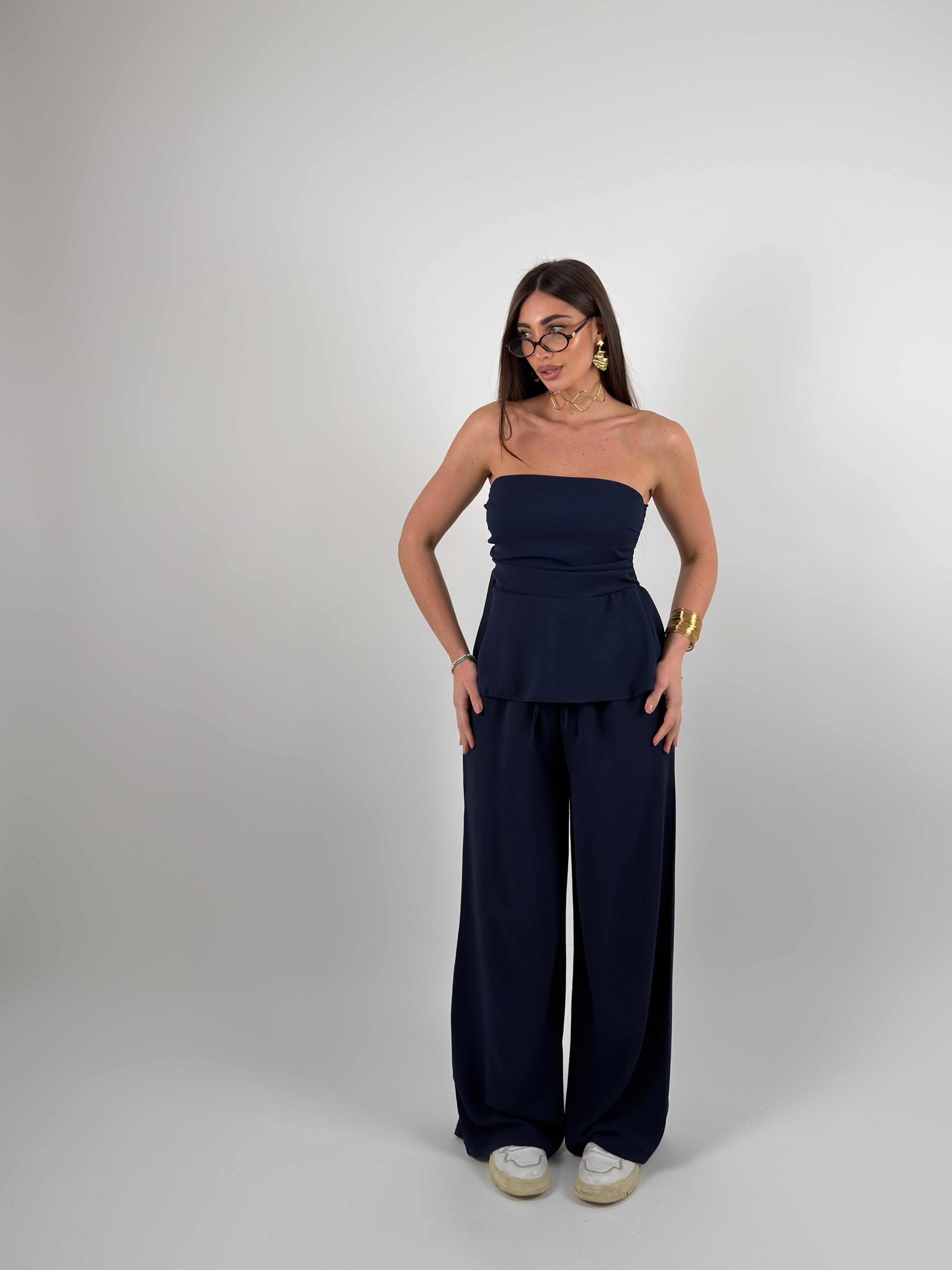 Completo top fascia e pantalone palazzo