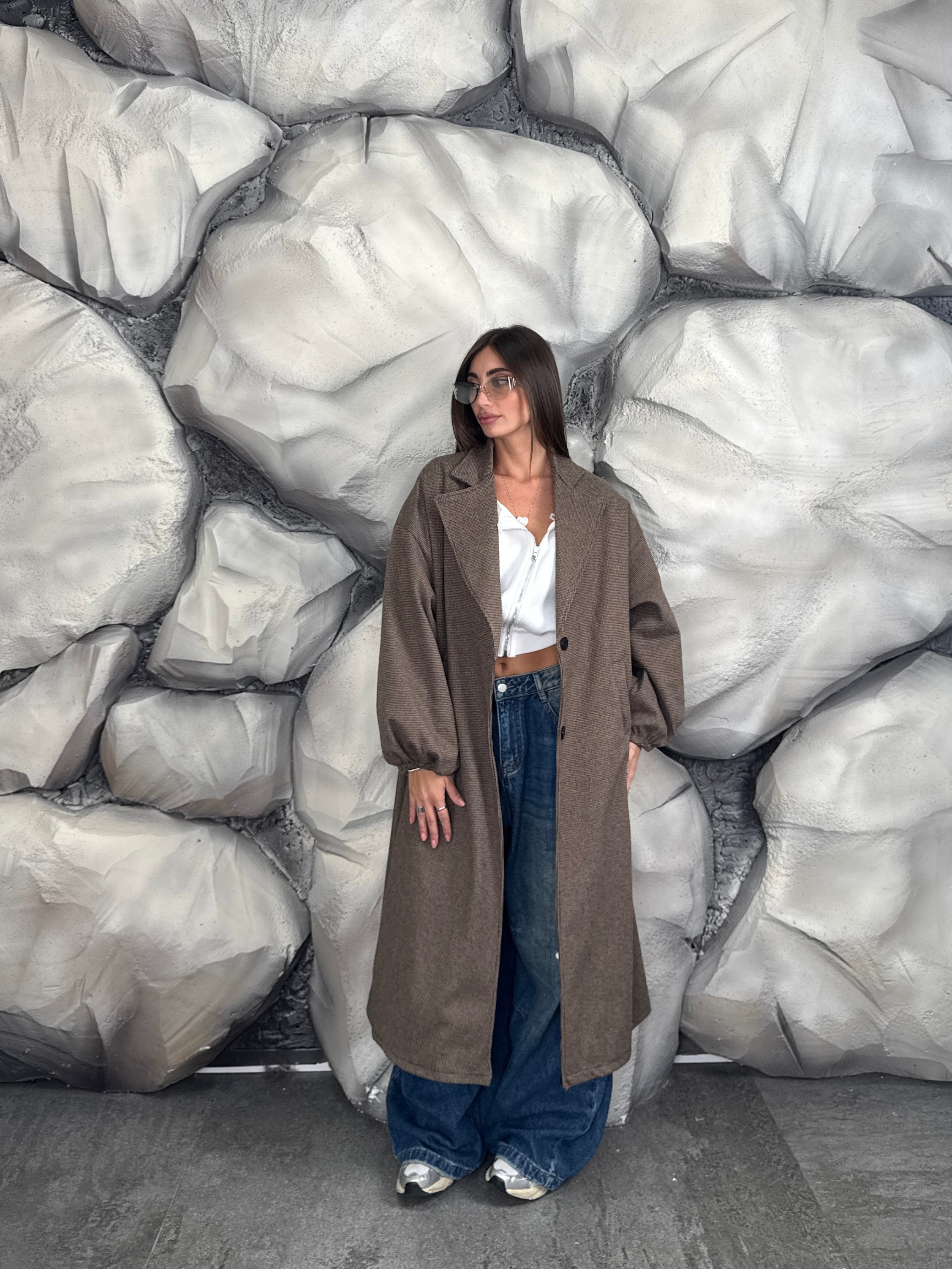 Cappotto pied poule over size