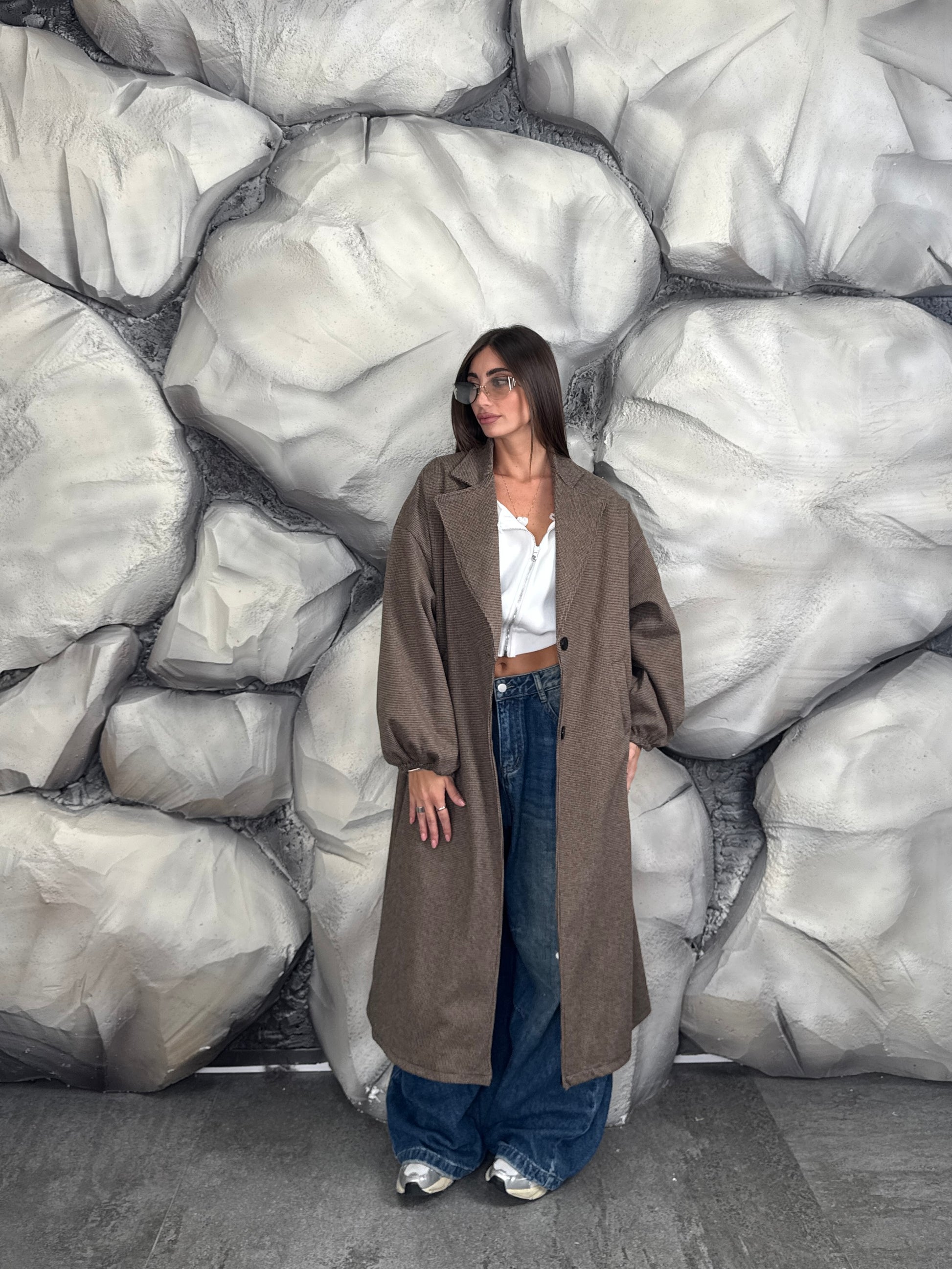 Cappotto pied poule over size