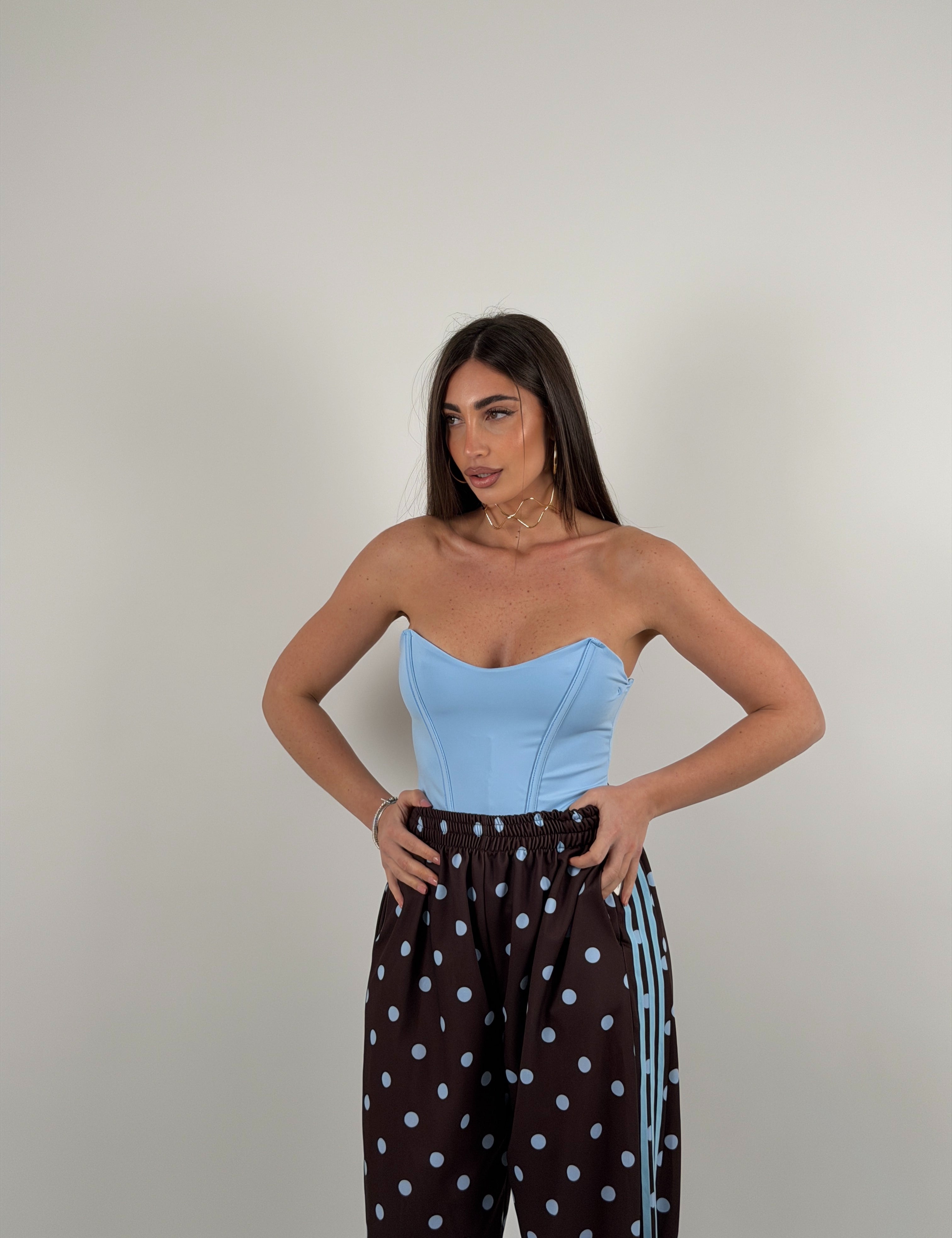 Top in lycra a fascia steccato