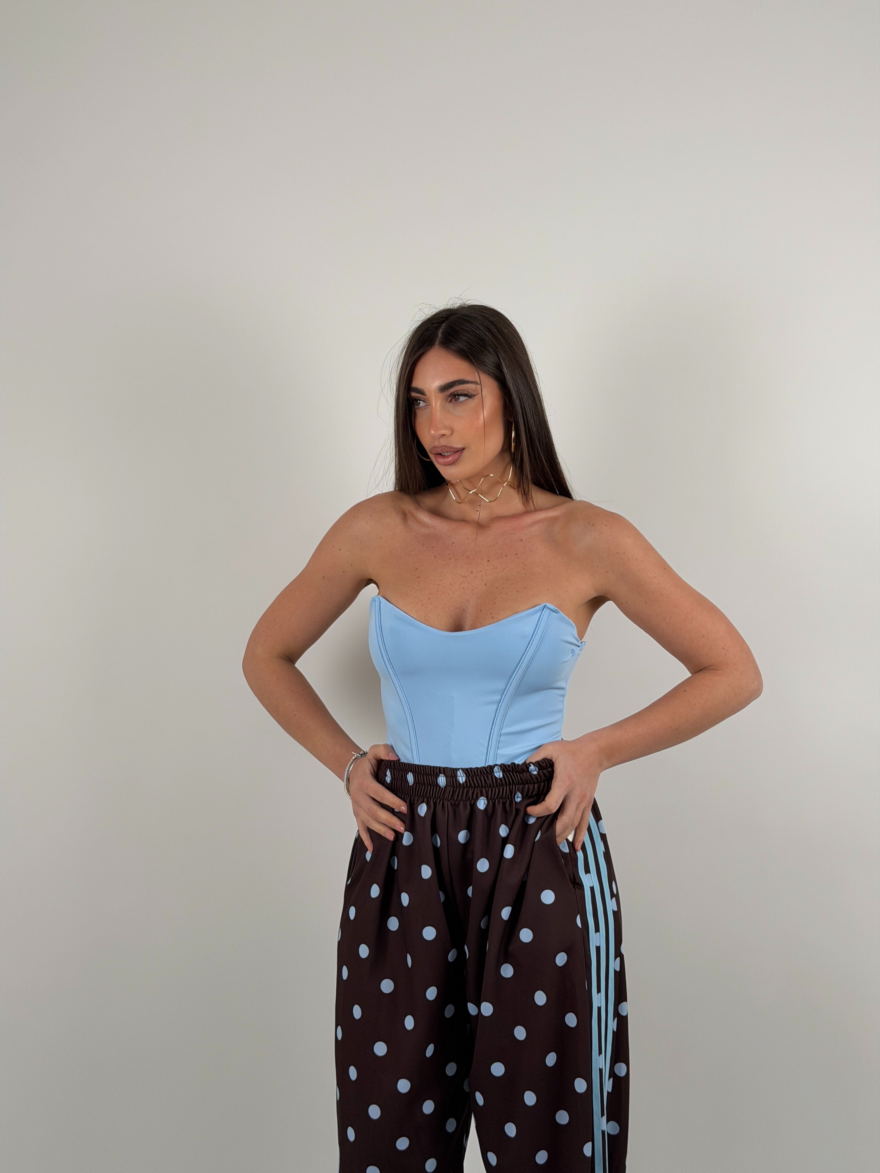 Top in lycra a fascia steccato