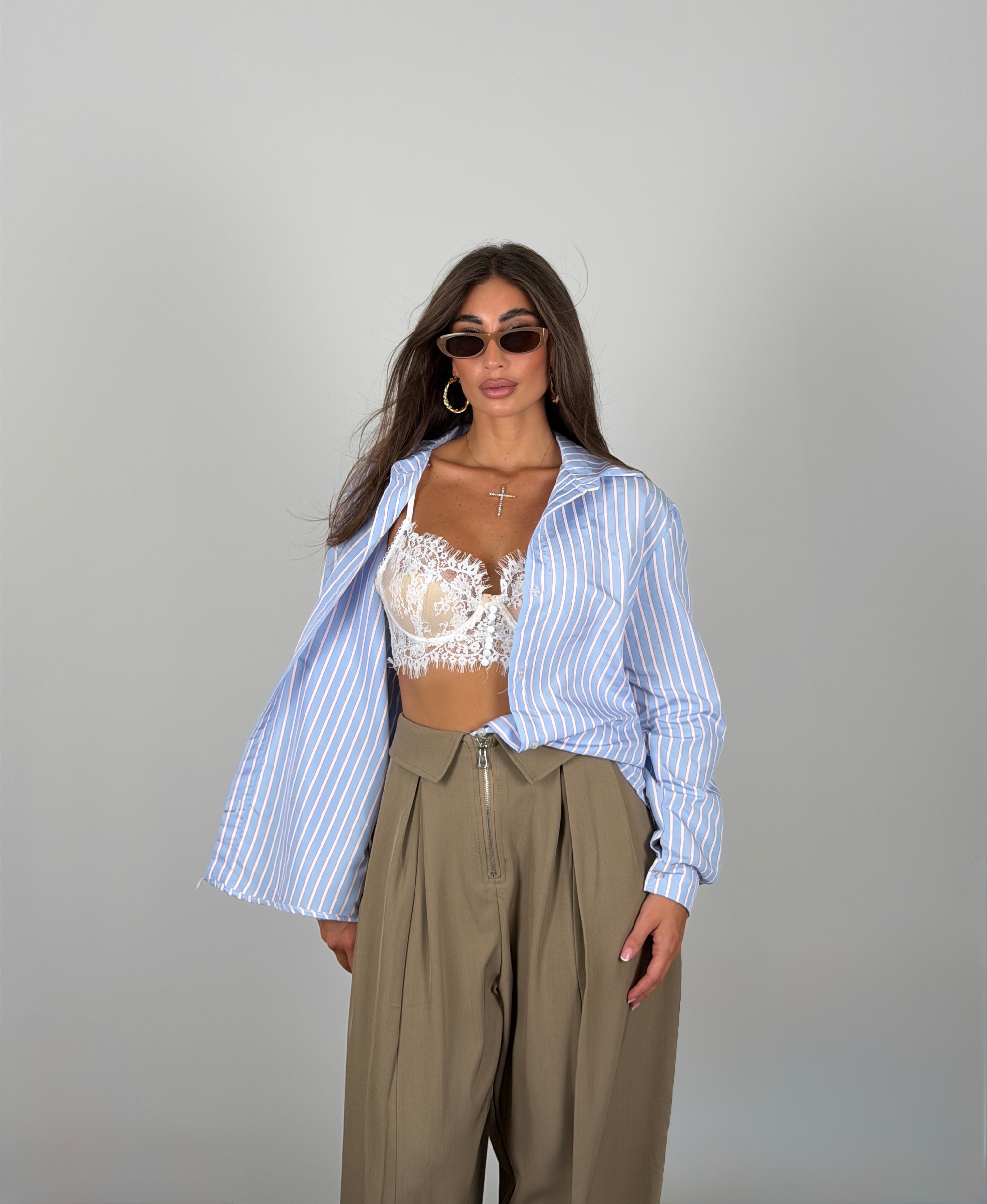 Camicia a righe 100% cotone