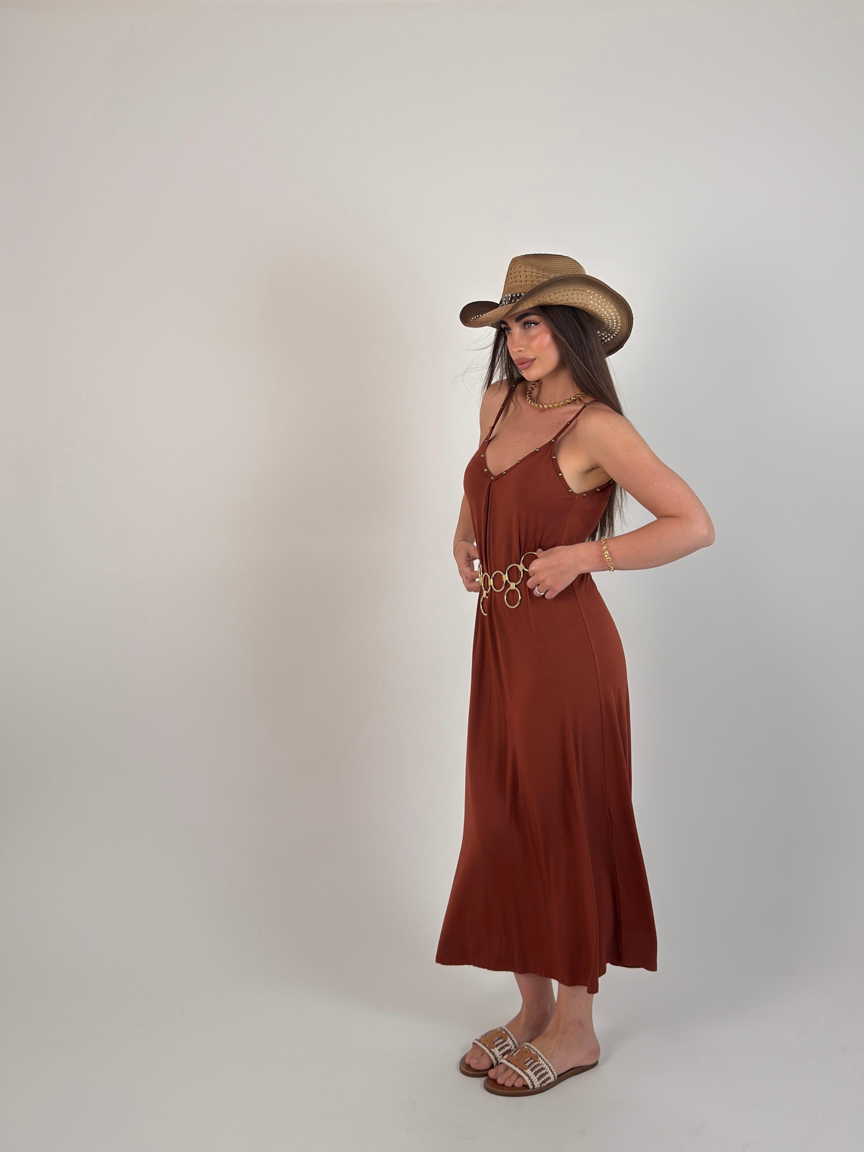 Vestito borchie gold