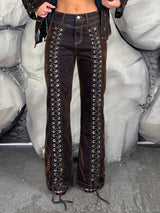 Jeans stringhe velluto