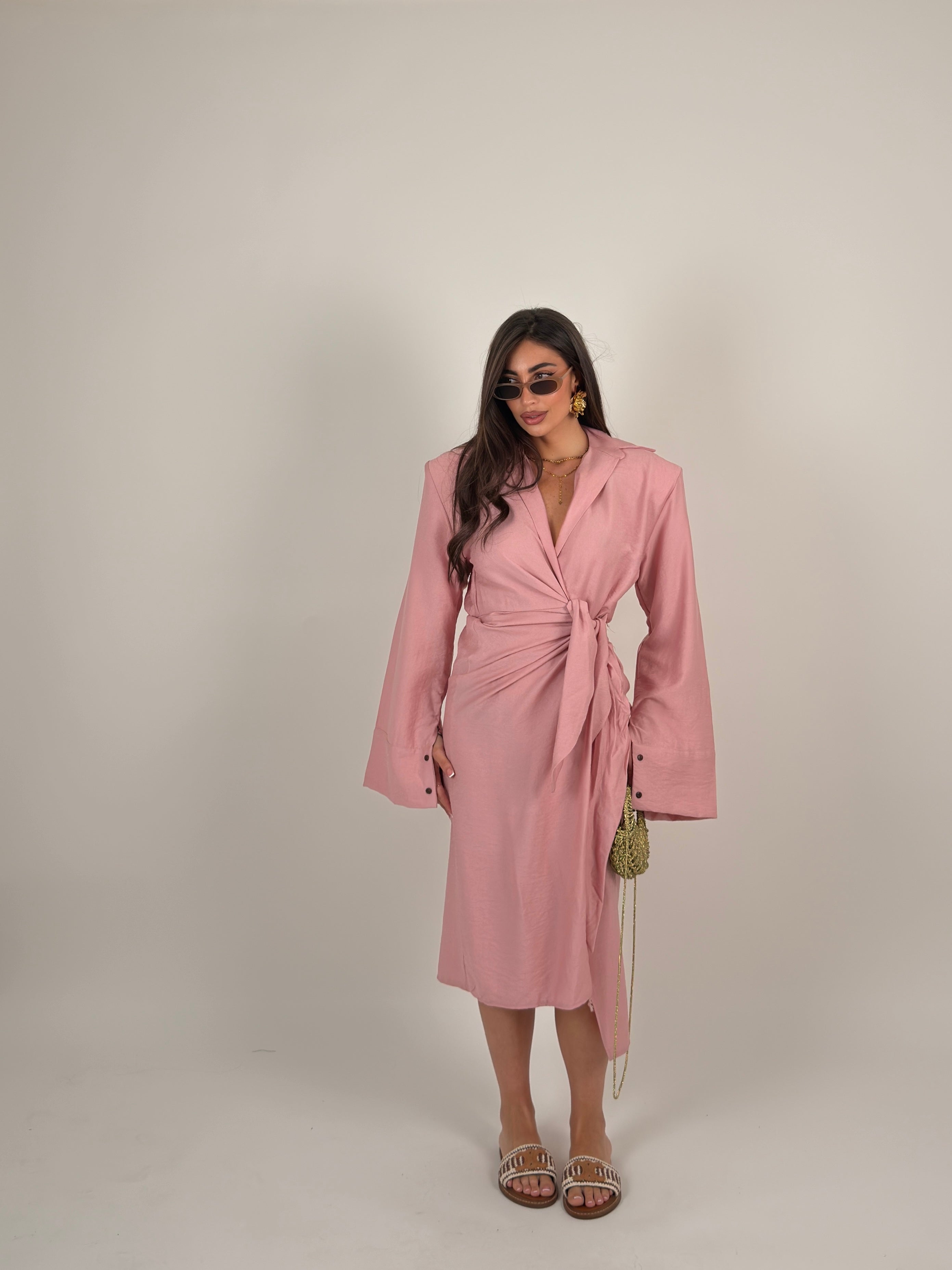 Vestito midi portafoglio semplice