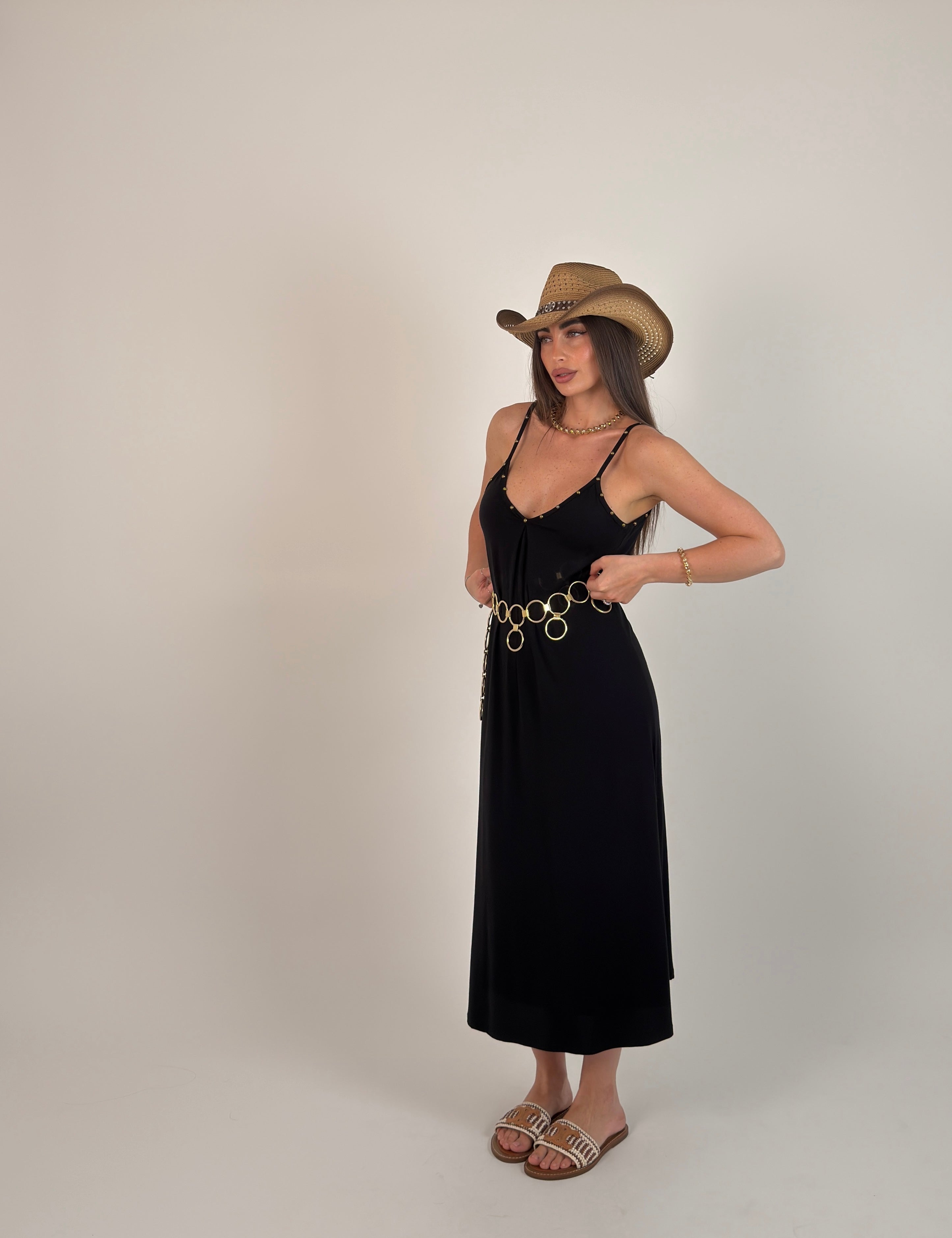 Vestito borchie gold