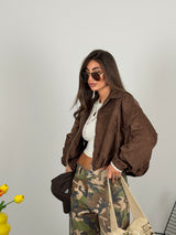 Giacca in camoscio modello bomber
