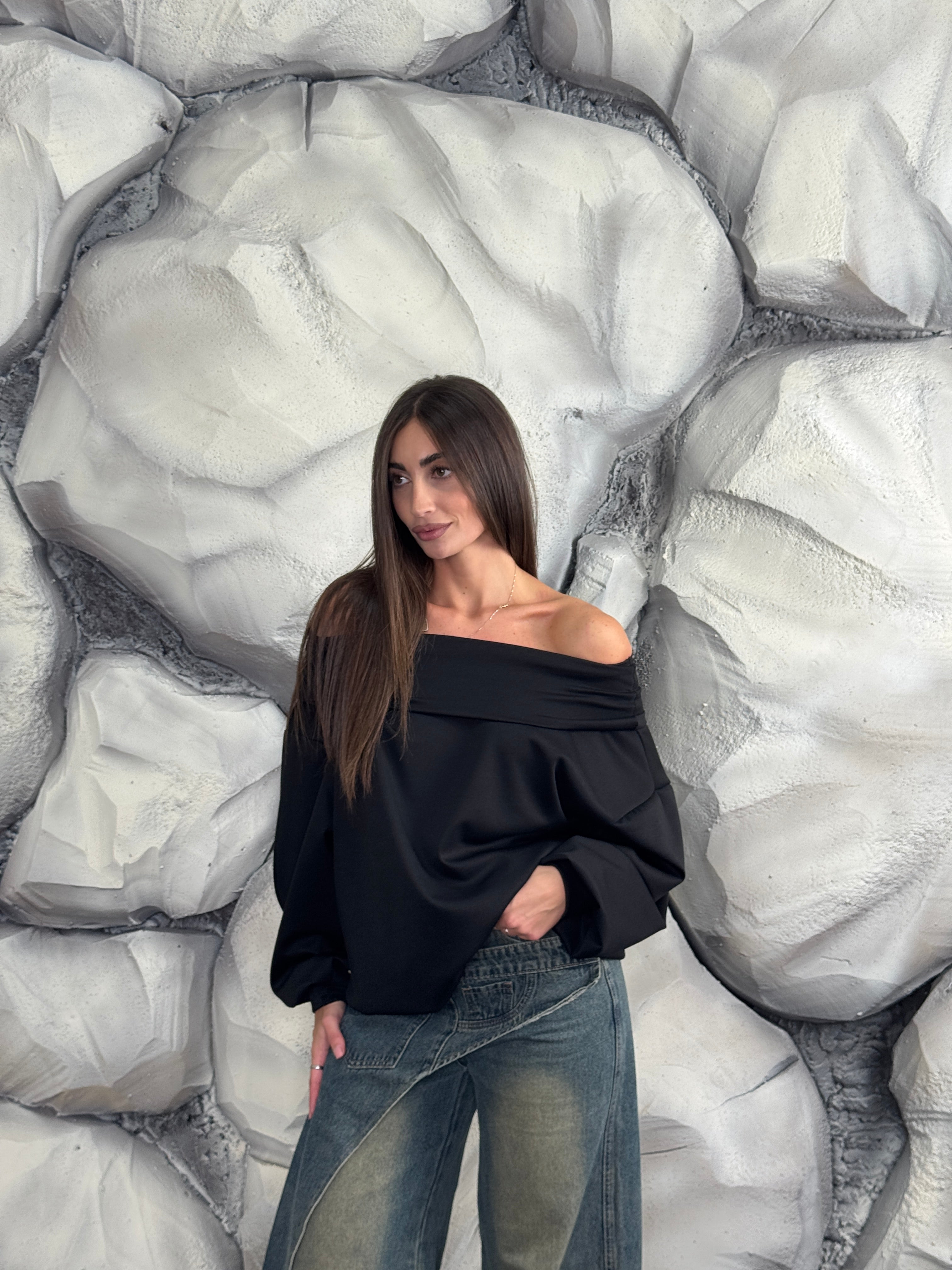 Felpa scollo a barca