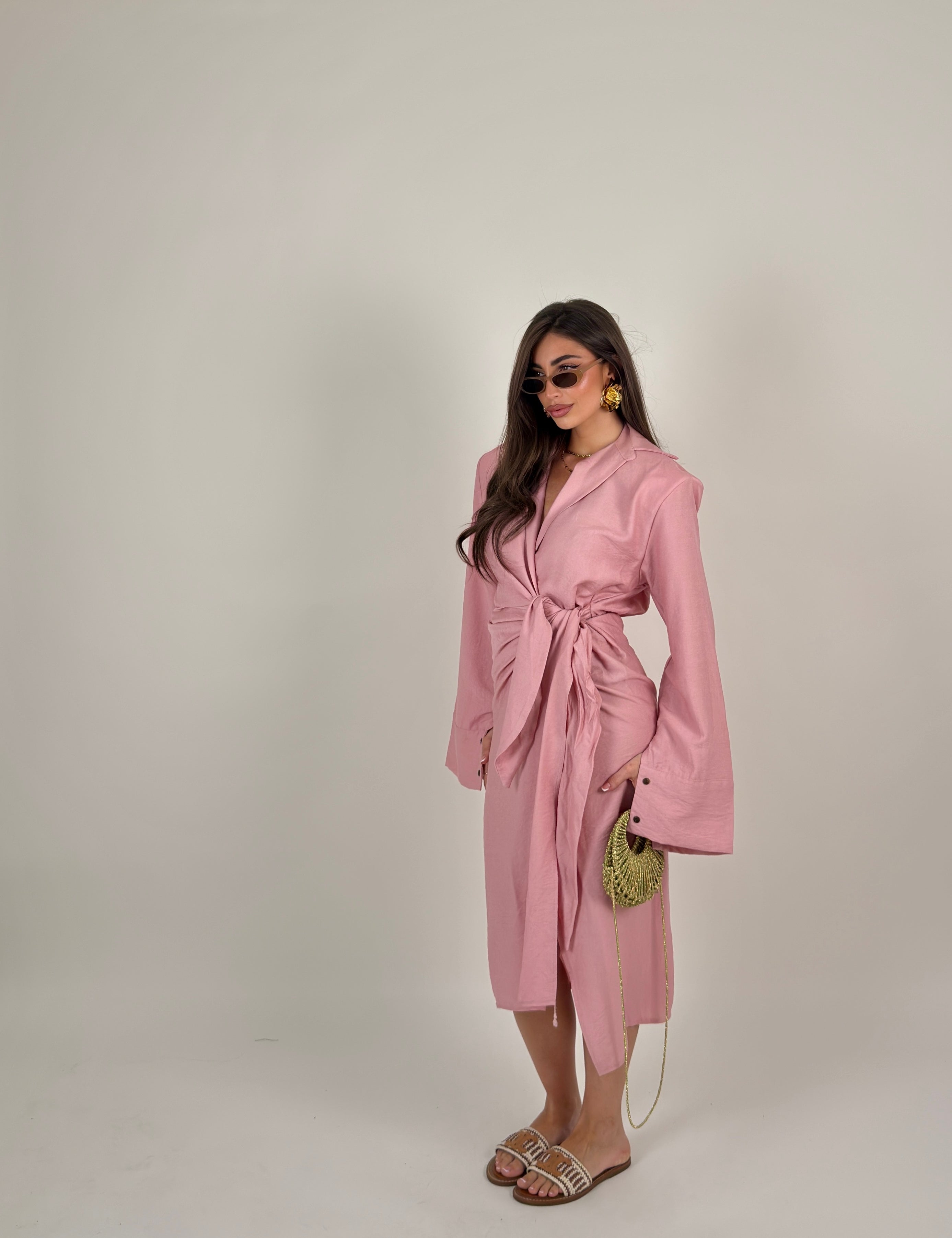 Vestito midi portafoglio semplice